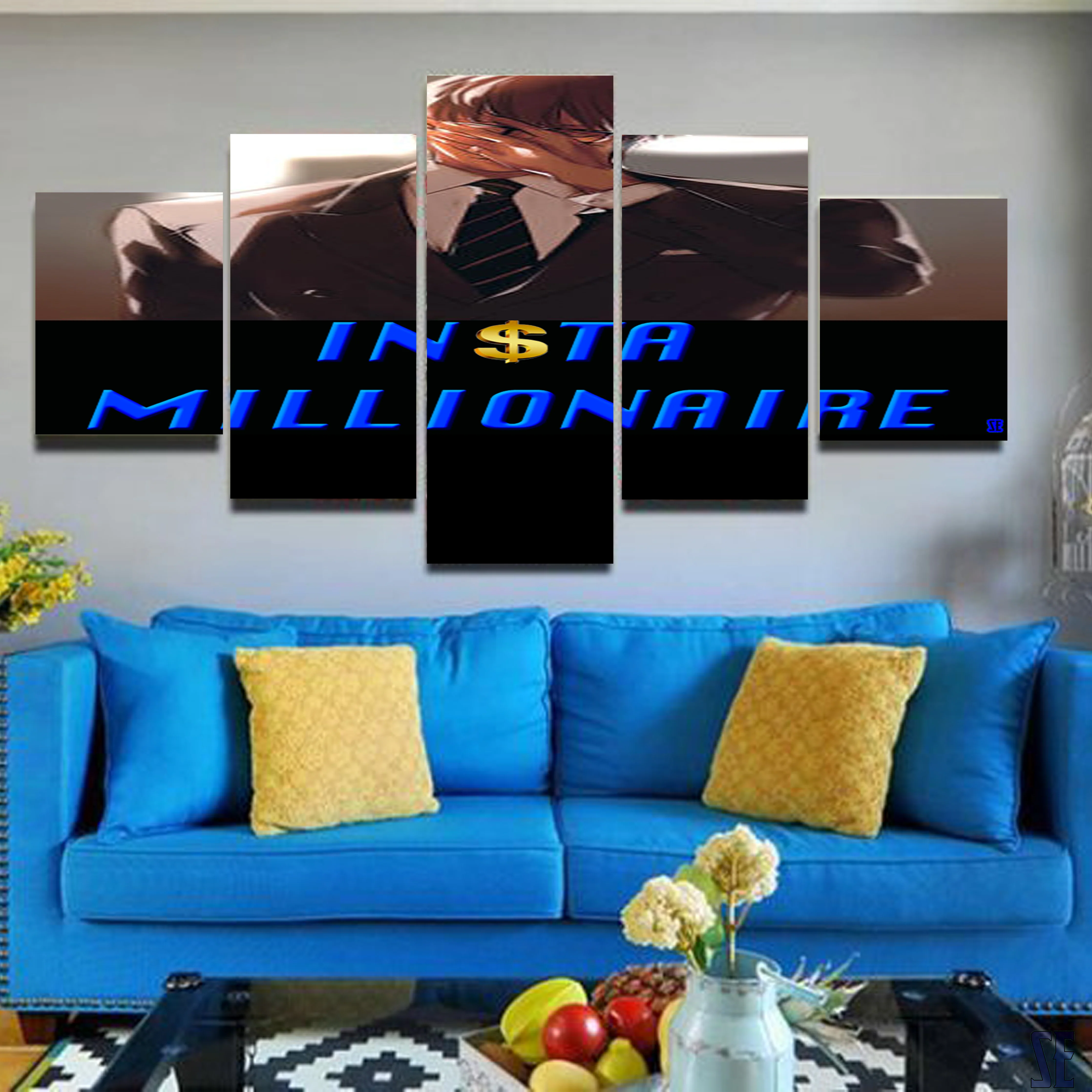 Intsa Millionaire 5 Piece Cross Canvas Home Decor 5 Panel Wall Art Canvas - Image 6