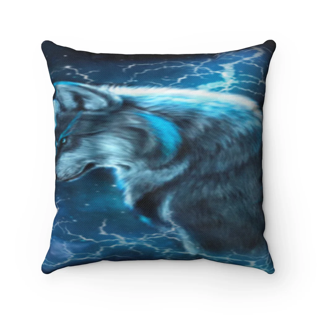 Lighting Dragon Blue Wolf Polyester Square Pillow - Image 3