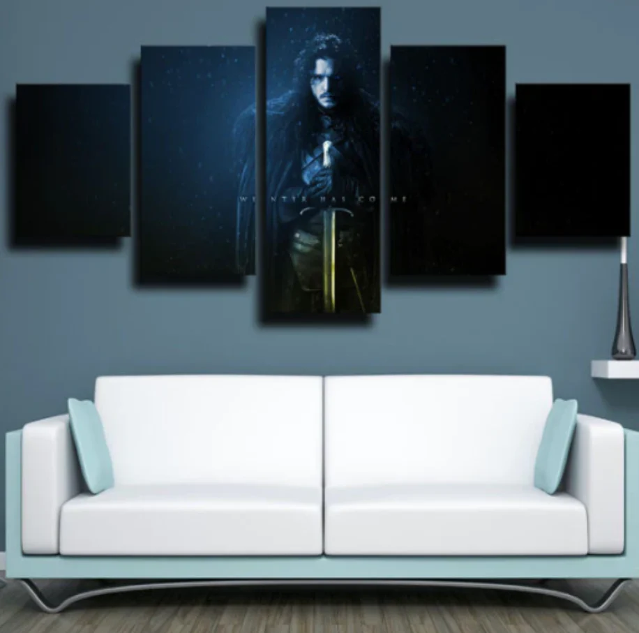 Game of Thrones Jon Snow Sword 5 Pieces Canvas Painting Home Decor Living Room 5 Panel Canvas