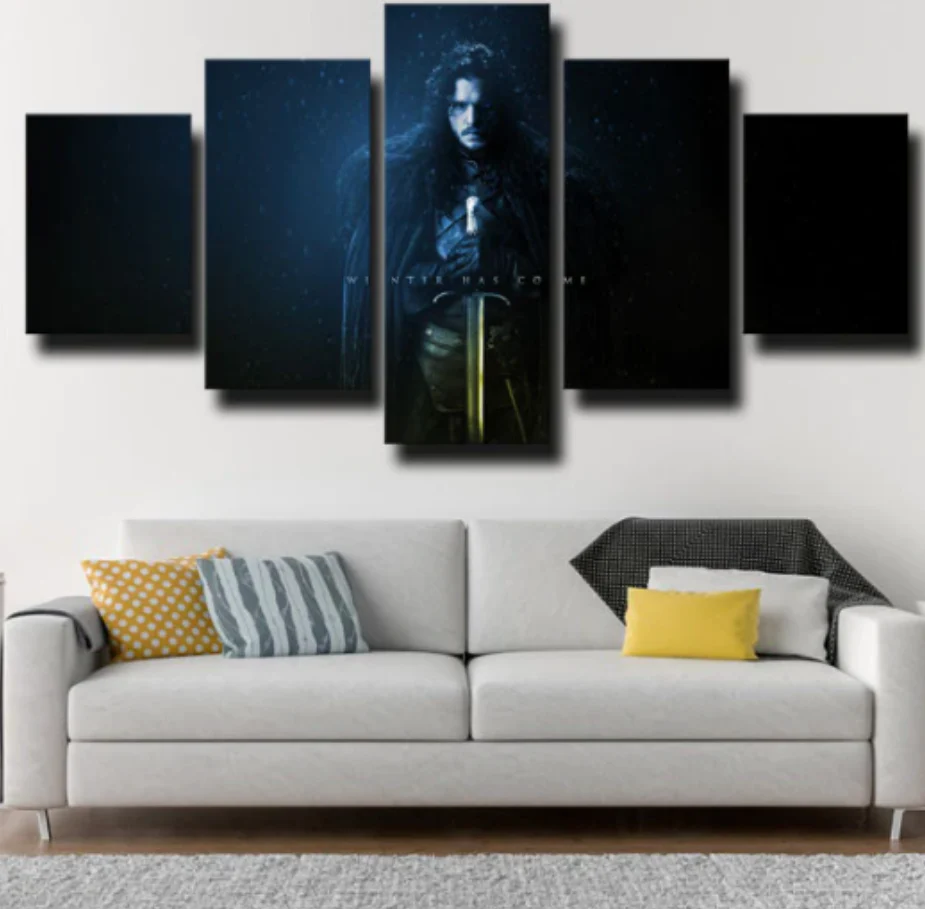Game of Thrones Jon Snow Sword 5 Pieces Canvas Painting Home Decor Living Room 5 Panel Canvas - Image 2