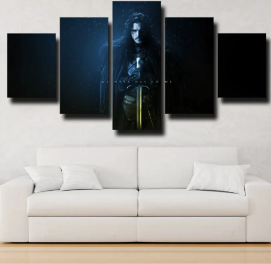 Game of Thrones Jon Snow Sword 5 Pieces Canvas Painting Home Decor Living Room 5 Panel Canvas - Image 3