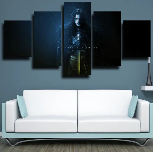 Game of Thrones Jon Snow Sword 5 Pieces Canvas Painting Home Decor Living Room 5 Panel Canvas - Image 4