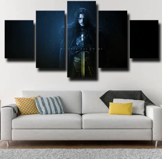 Game of Thrones Jon Snow Sword 5 Pieces Canvas Painting Home Decor Living Room 5 Panel Canvas - Image 5