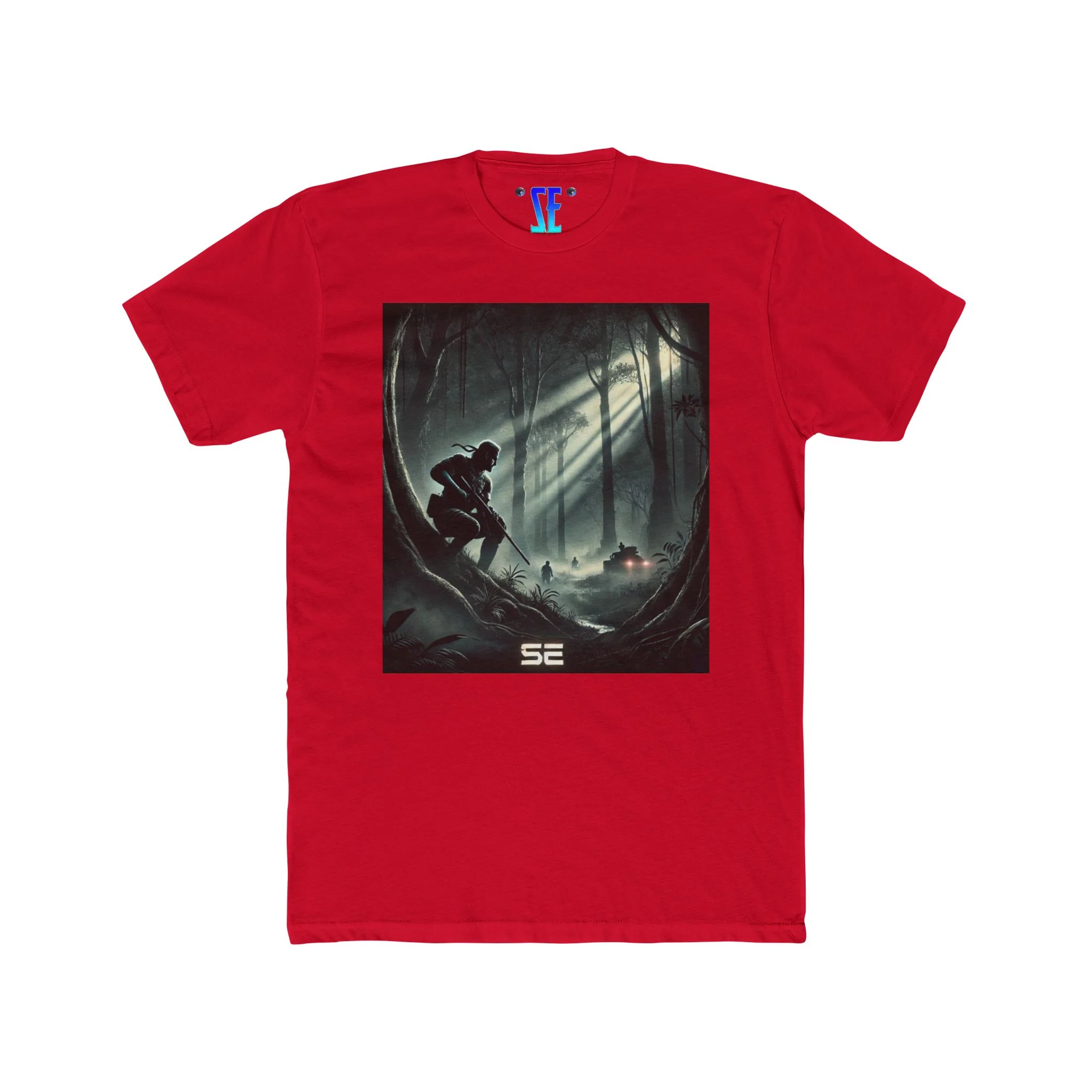 MGS Stealth Soldier Snake Forest Scene T-Shirt Moonlit Tactical Gaming Design T-Shirt - Image 14