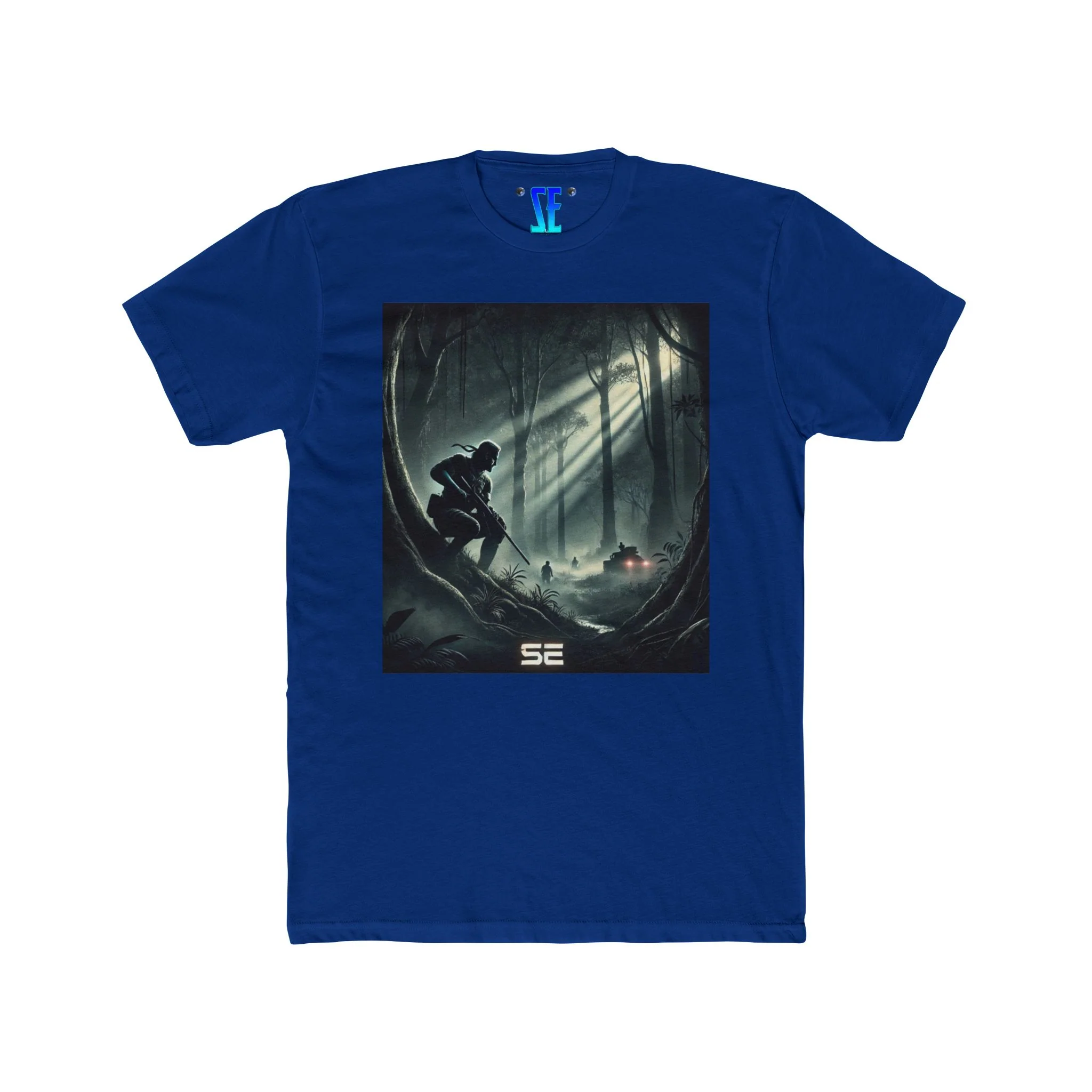 MGS Stealth Soldier Snake Forest Scene T-Shirt Moonlit Tactical Gaming Design T-Shirt - Image 9