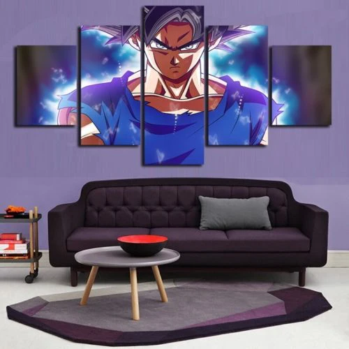 Dragon Ball Super Ultra Instinct Goku 5 Pieces Canvas Living Room Decoration Wall Art 5 Panel Canvas - Image 5
