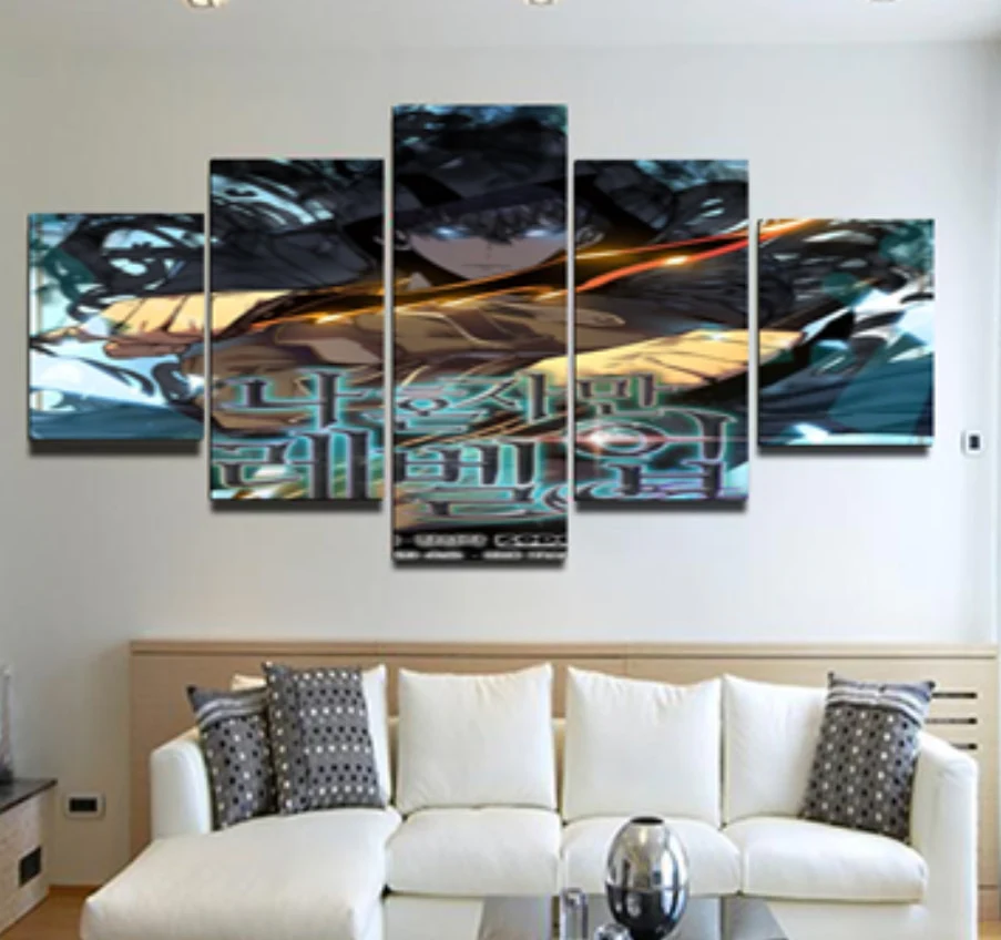 Solo Leveling 5 Pieces Canvas Modern Home Room Decoration Anime 5 Panel Wall Art Picture Canvas