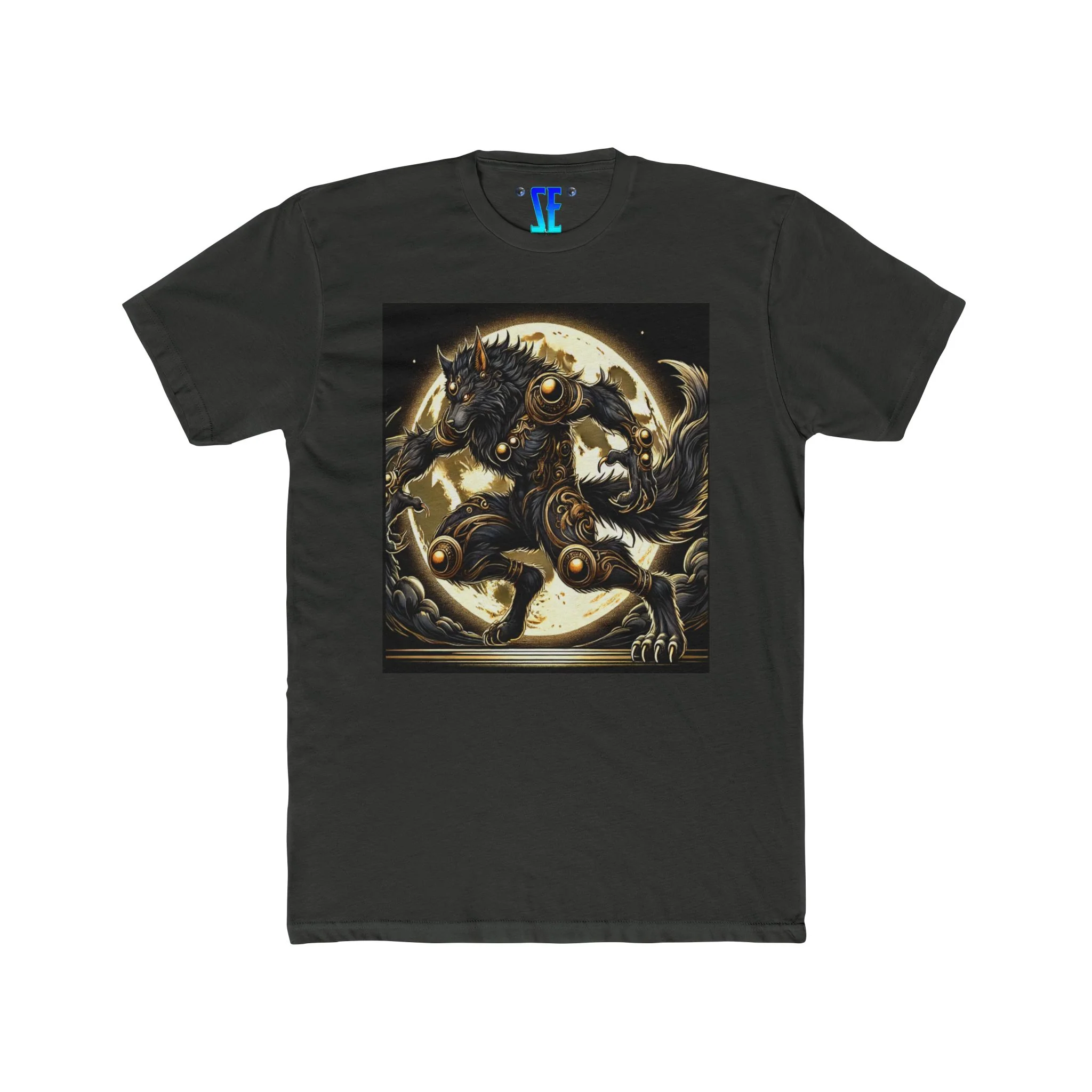 Moonfall Series Black Gold Werewolf Moon T-Shirt Artistic Epic Graphic Werewolf Mythology - Image 3
