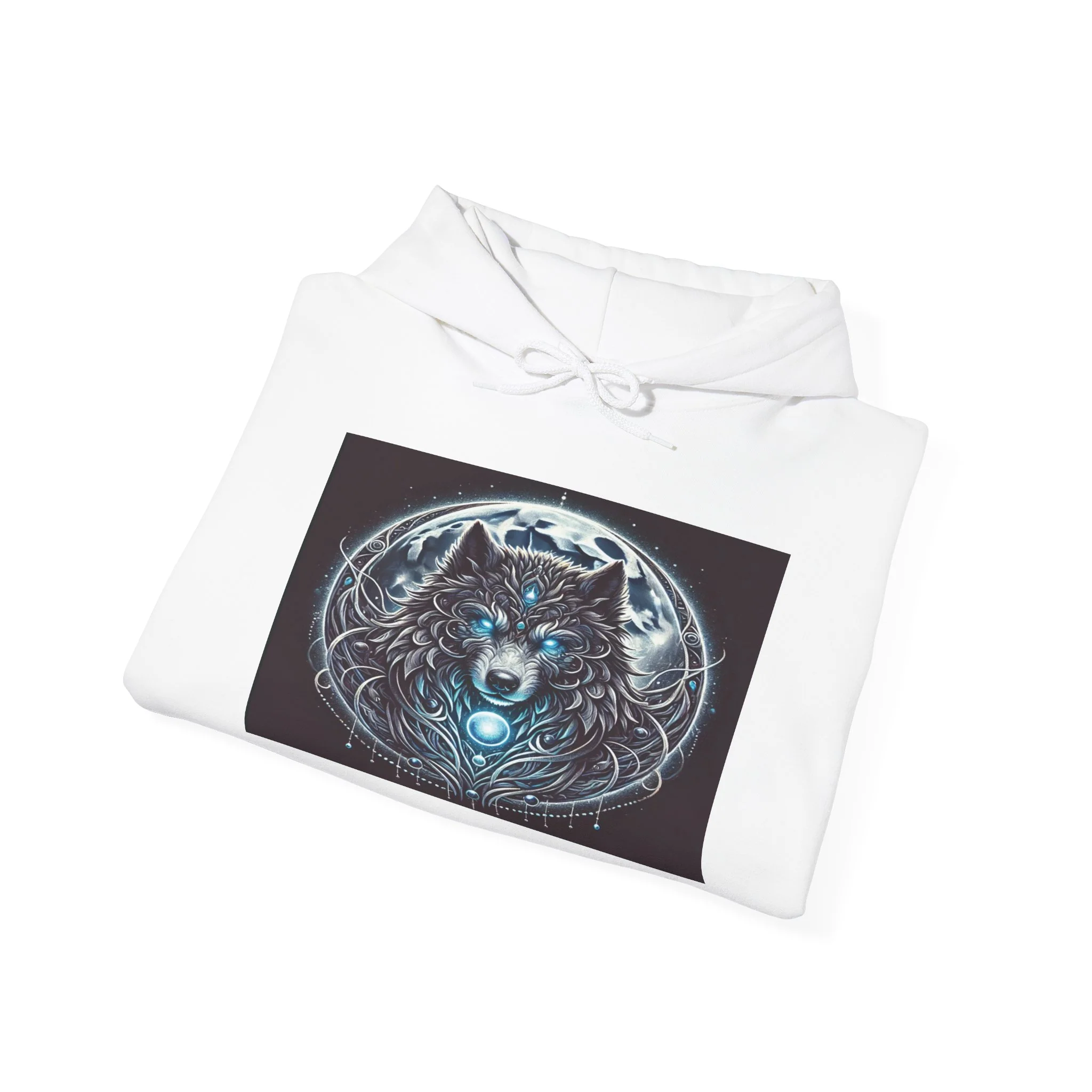 Moonfall Series Blue-Eyed Wolf Moon Hoodie Unique Graphic Hooded Sweatshirt Outdoor Enthusiasts - Image 14
