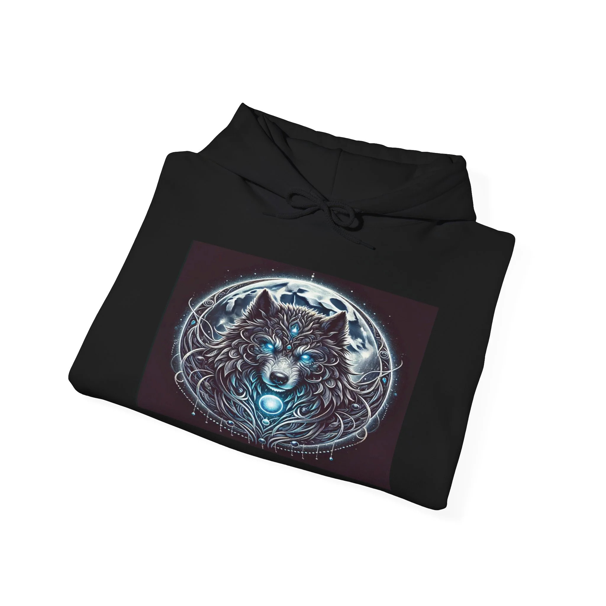 Moonfall Series Blue-Eyed Wolf Moon Hoodie Unique Graphic Hooded Sweatshirt Outdoor Enthusiasts - Image 17