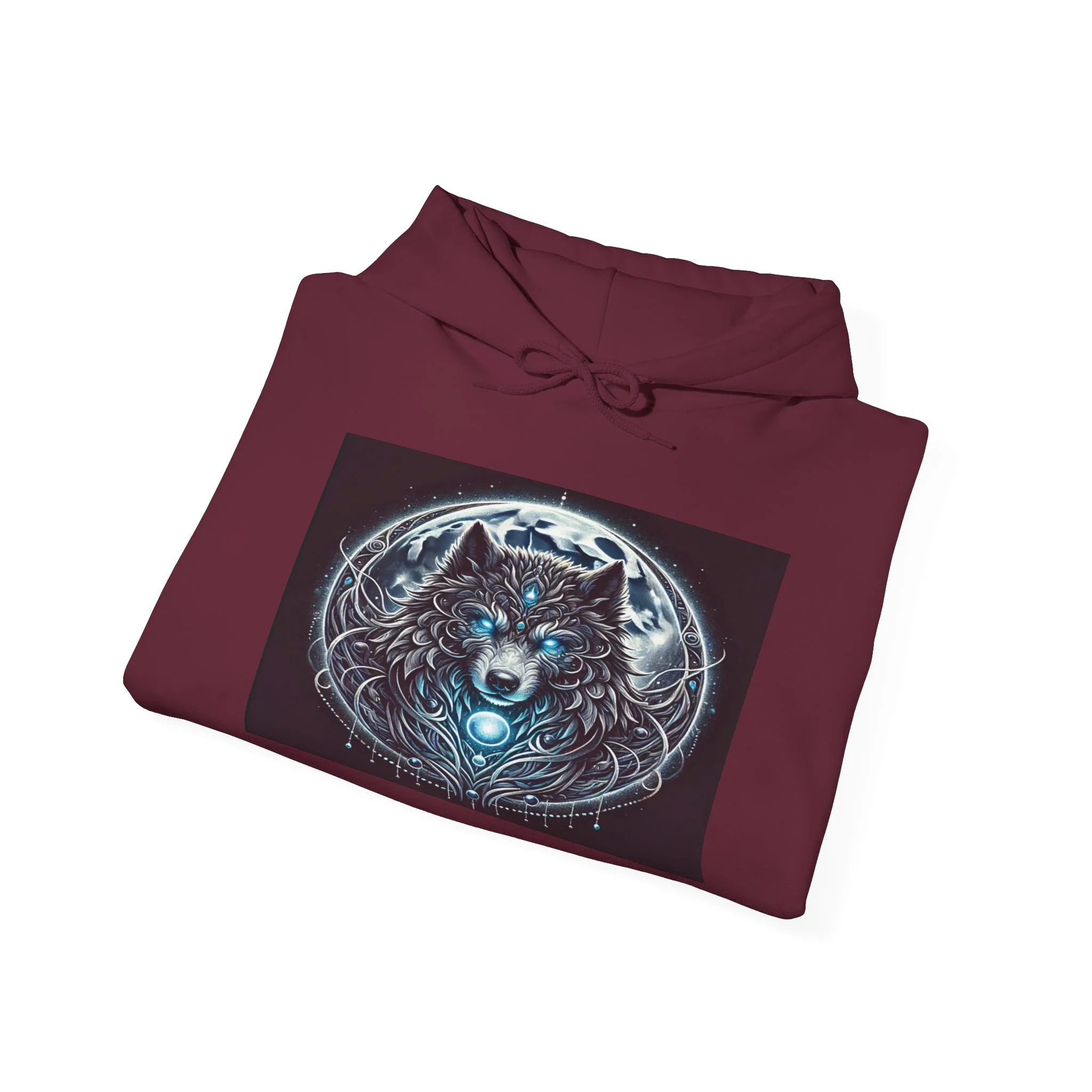 Moonfall Series Blue-Eyed Wolf Moon Hoodie Unique Graphic Hooded Sweatshirt Outdoor Enthusiasts - Image 20