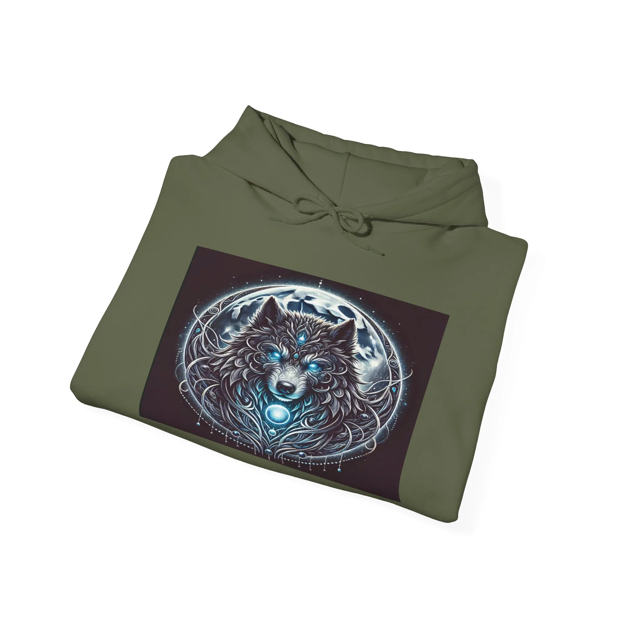 Moonfall Series Blue-Eyed Wolf Moon Hoodie Unique Graphic Hooded Sweatshirt Outdoor Enthusiasts - Image 23