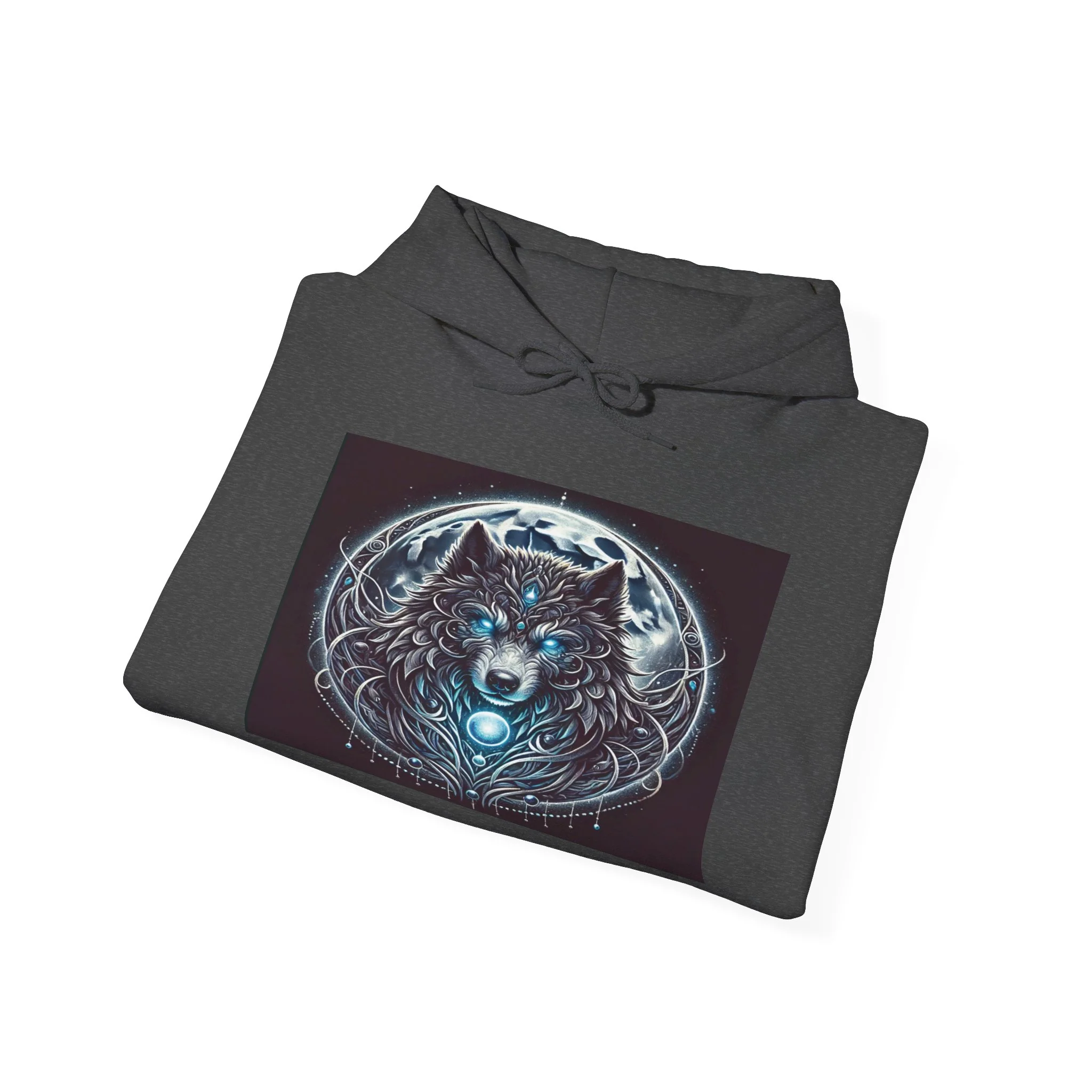 Moonfall Series Blue-Eyed Wolf Moon Hoodie Unique Graphic Hooded Sweatshirt Outdoor Enthusiasts - Image 29