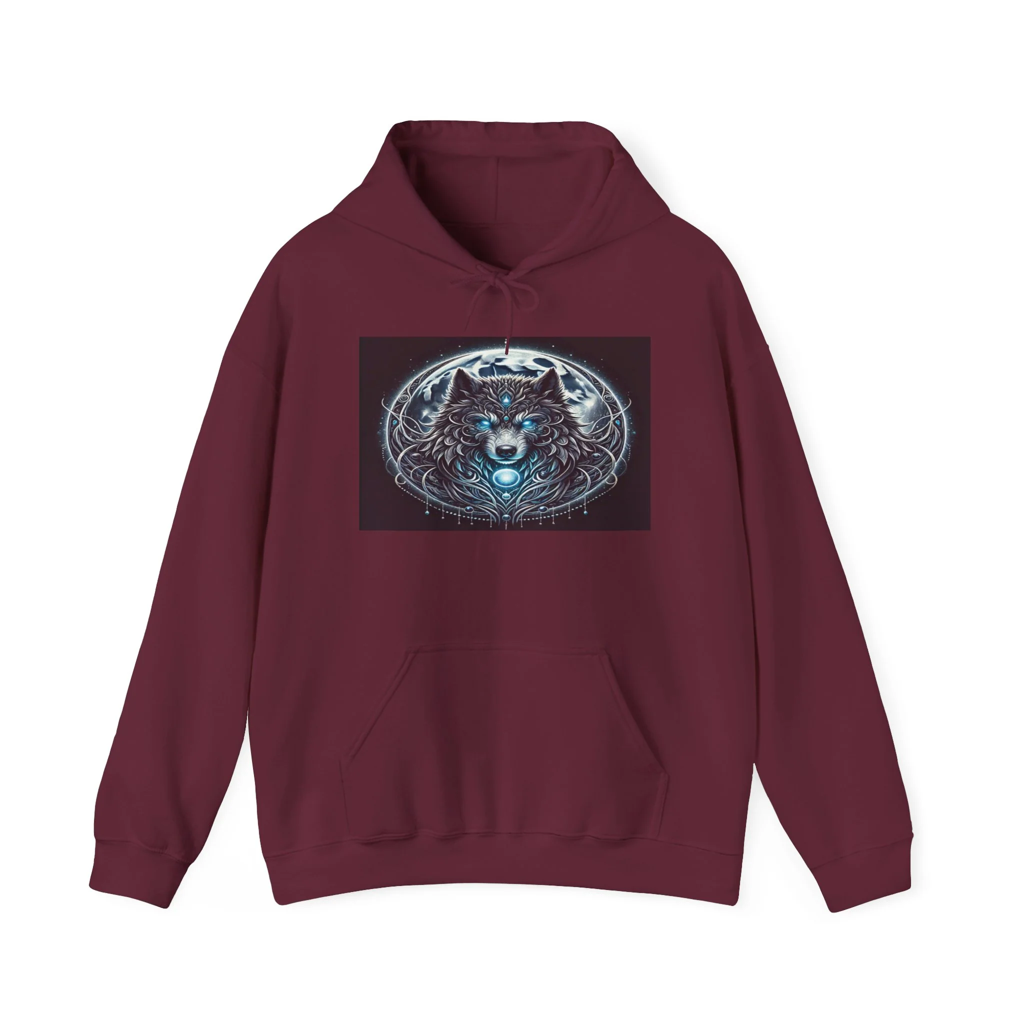Moonfall Series Blue-Eyed Wolf Moon Hoodie Unique Graphic Hooded Sweatshirt Outdoor Enthusiasts - Image 3