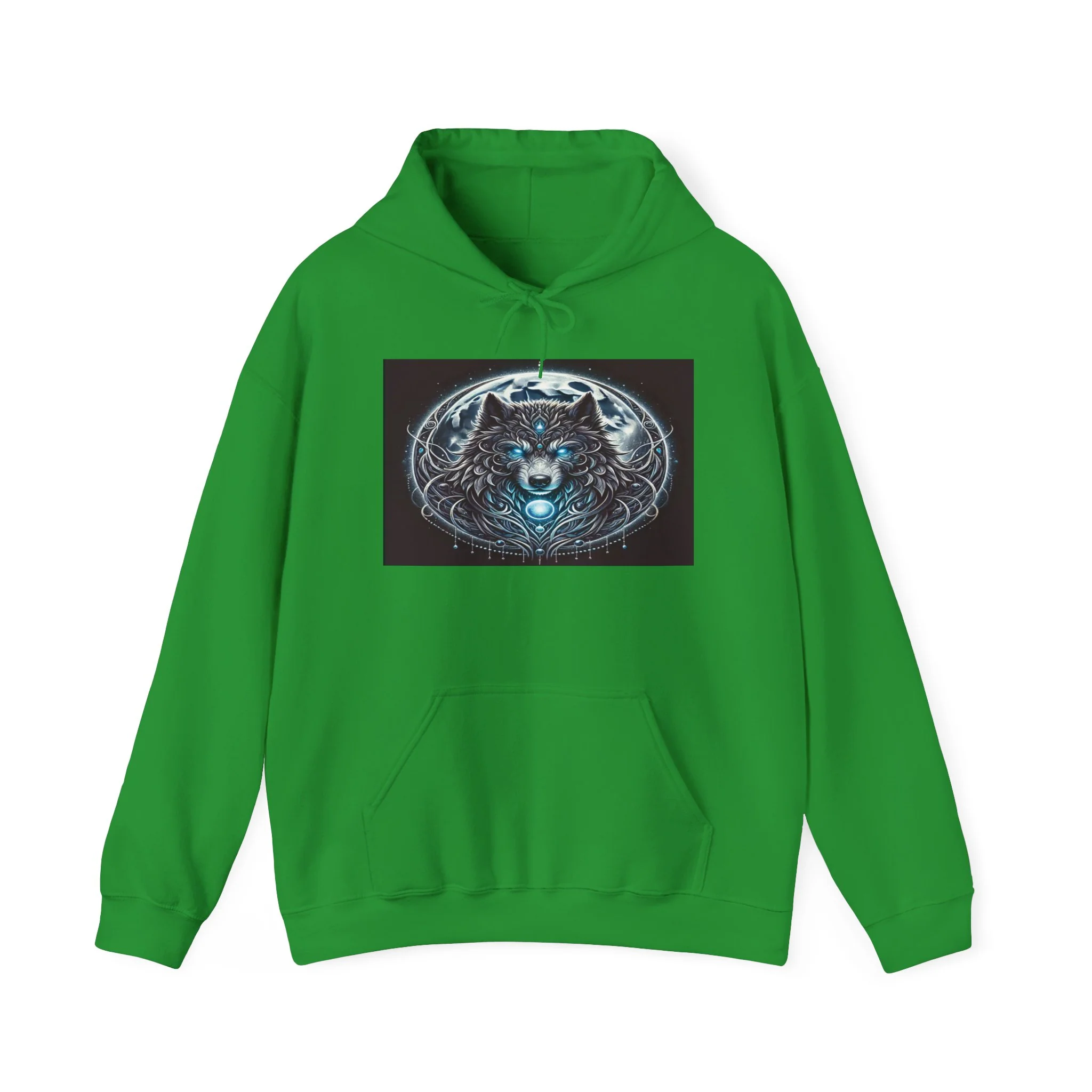 Moonfall Series Blue-Eyed Wolf Moon Hoodie Unique Graphic Hooded Sweatshirt Outdoor Enthusiasts - Image 5