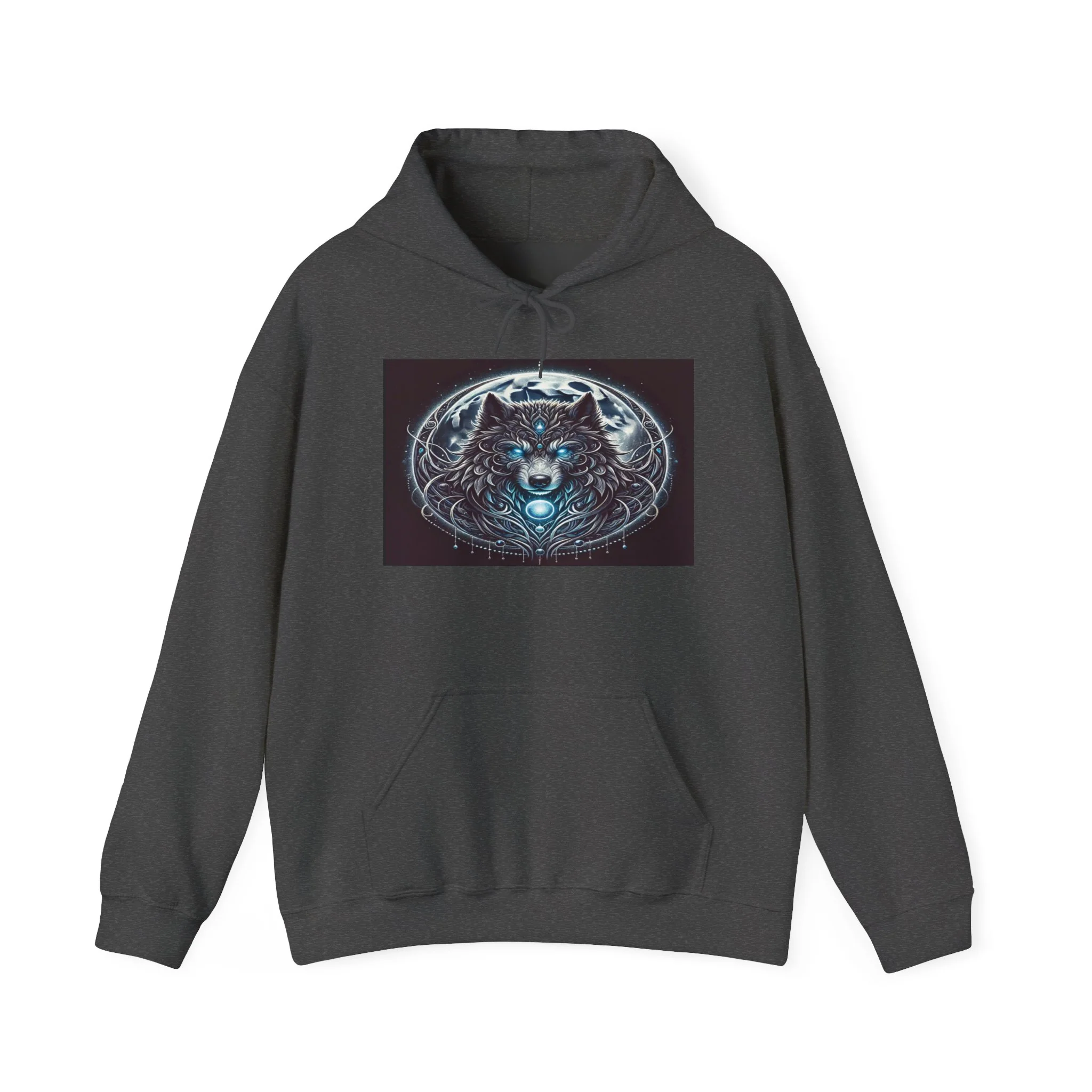 Moonfall Series Blue-Eyed Wolf Moon Hoodie Unique Graphic Hooded Sweatshirt Outdoor Enthusiasts - Image 6