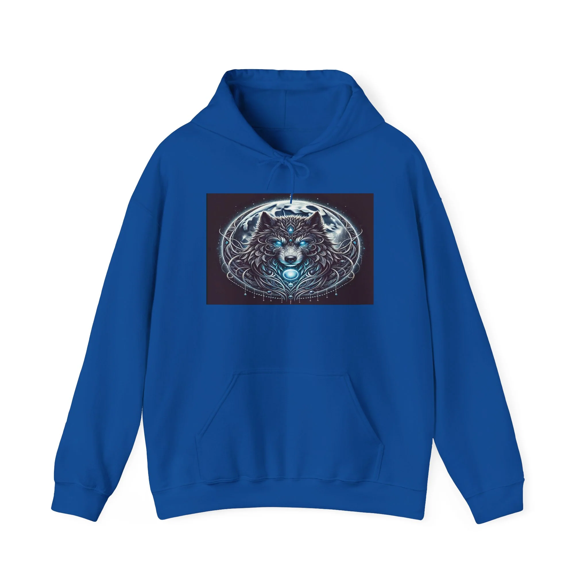 Moonfall Series Blue-Eyed Wolf Moon Hoodie Unique Graphic Hooded Sweatshirt Outdoor Enthusiasts - Image 8