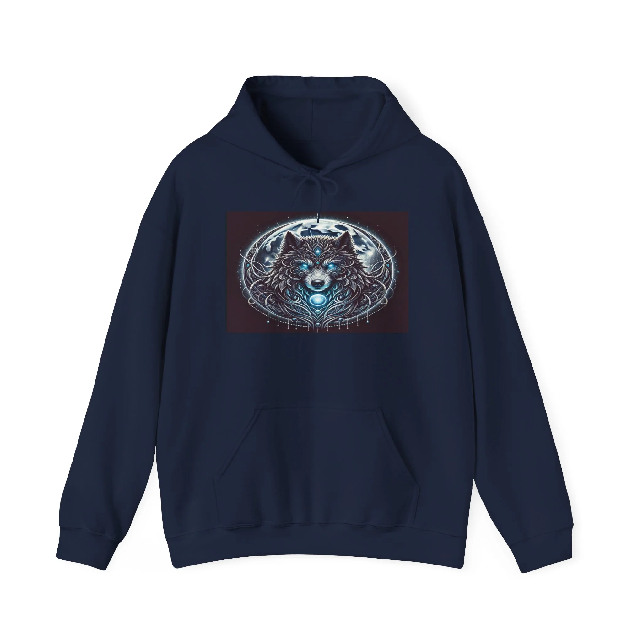 Moonfall Series Blue-Eyed Wolf Moon Hoodie Unique Graphic Hooded Sweatshirt Outdoor Enthusiasts - Image 9