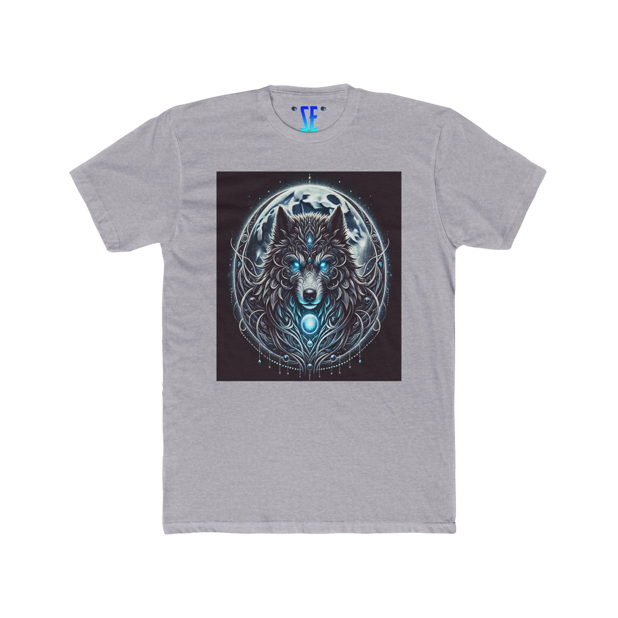 Moonfall Series Blue-Eyed Wolf Moon T-Shirt Unique Graphic Tee Outdoor Enthusiasts - Image 2