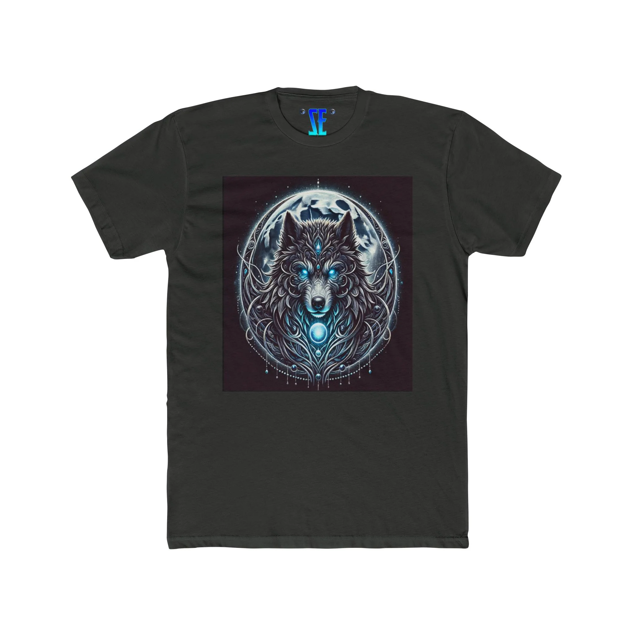 Moonfall Series Blue-Eyed Wolf Moon T-Shirt Unique Graphic Tee Outdoor Enthusiasts - Image 3