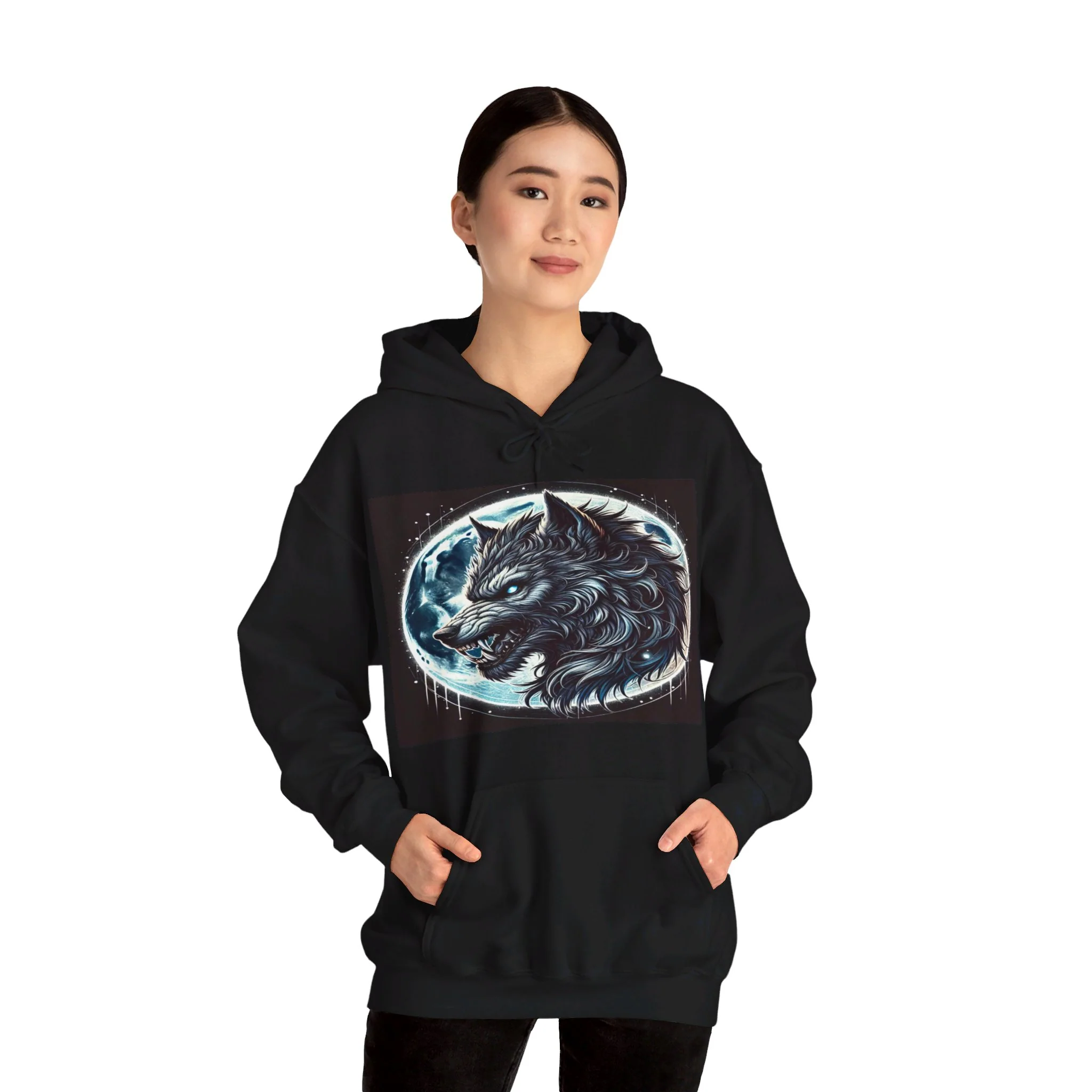 Moonfall Series Fierce Wolf Howling Moon Hoodie Stylish Unique Graphic Hooded Sweatshirt Wolf Adventure Seekers - Image 15