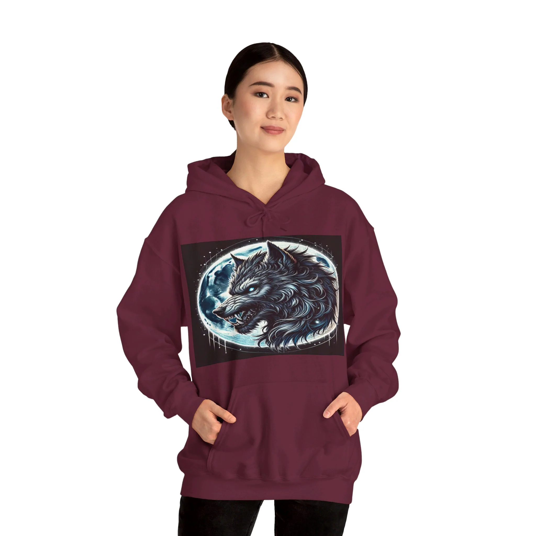 Moonfall Series Fierce Wolf Howling Moon Hoodie Stylish Unique Graphic Hooded Sweatshirt Wolf Adventure Seekers - Image 27