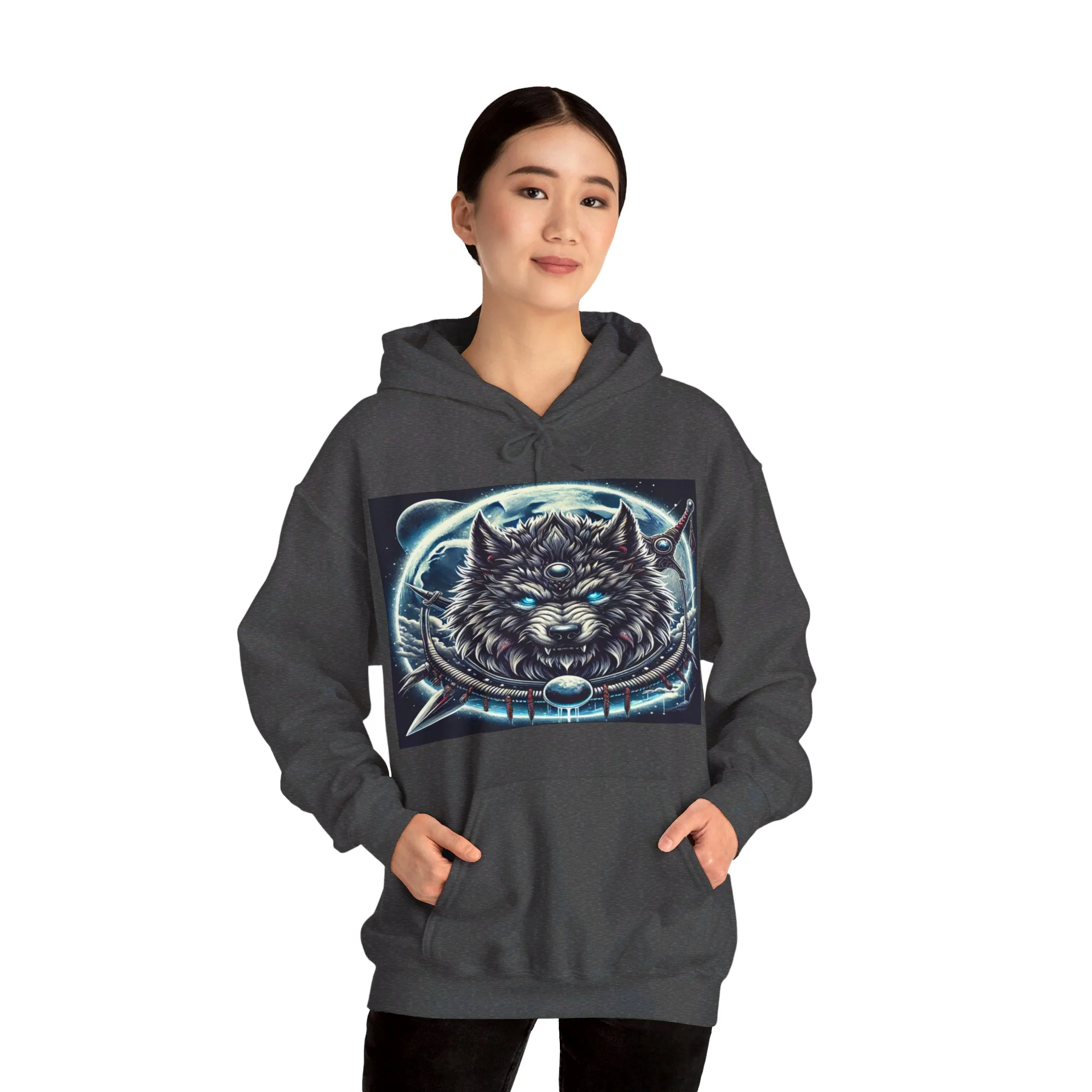 Moonfall Series Mystic Alpha Wolf Moon Hoodie Unique Graphic Hooded Sweatshirt Wolf Enthusiasts - Image 21
