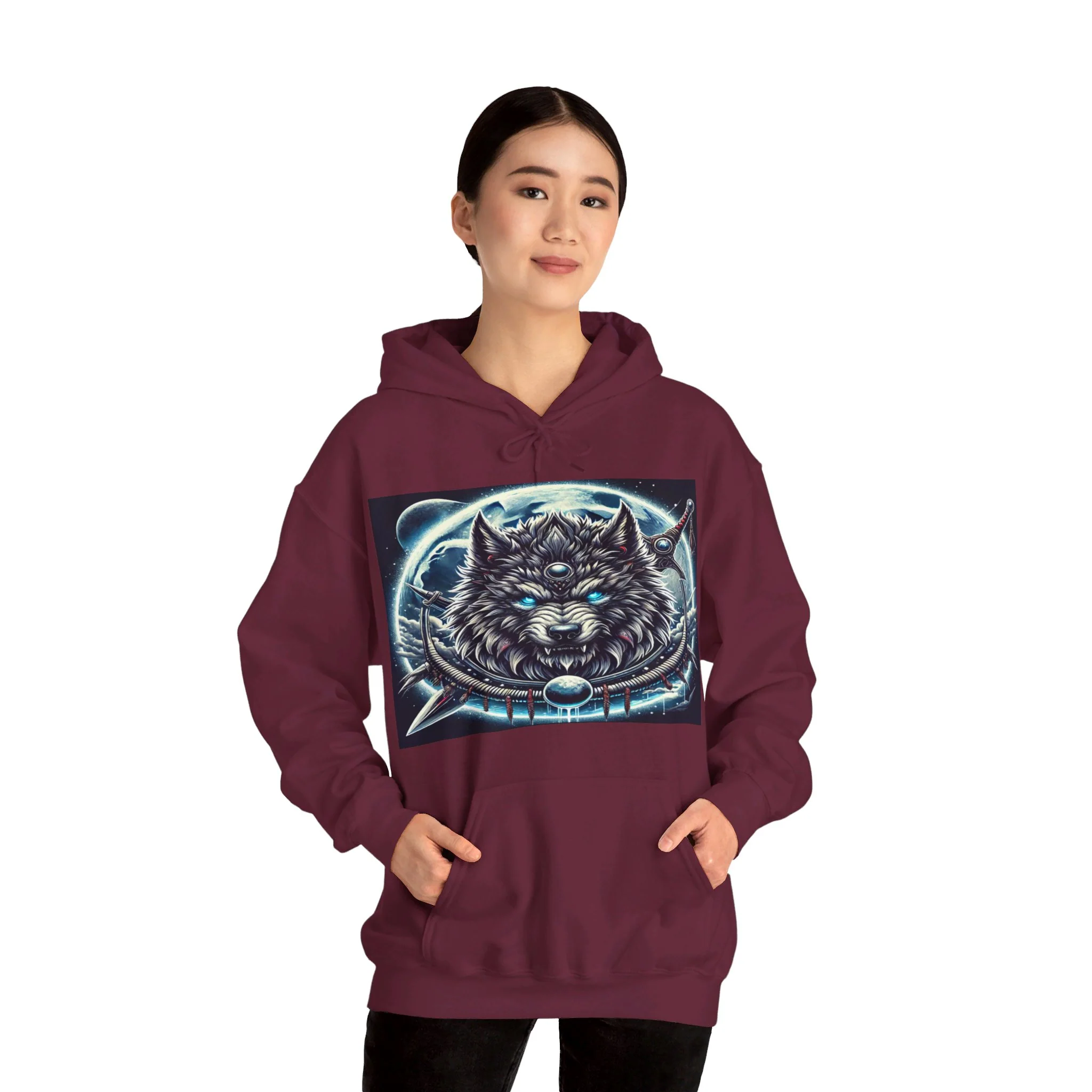 Moonfall Series Mystic Alpha Wolf Moon Hoodie Unique Graphic Hooded Sweatshirt Wolf Enthusiasts - Image 27