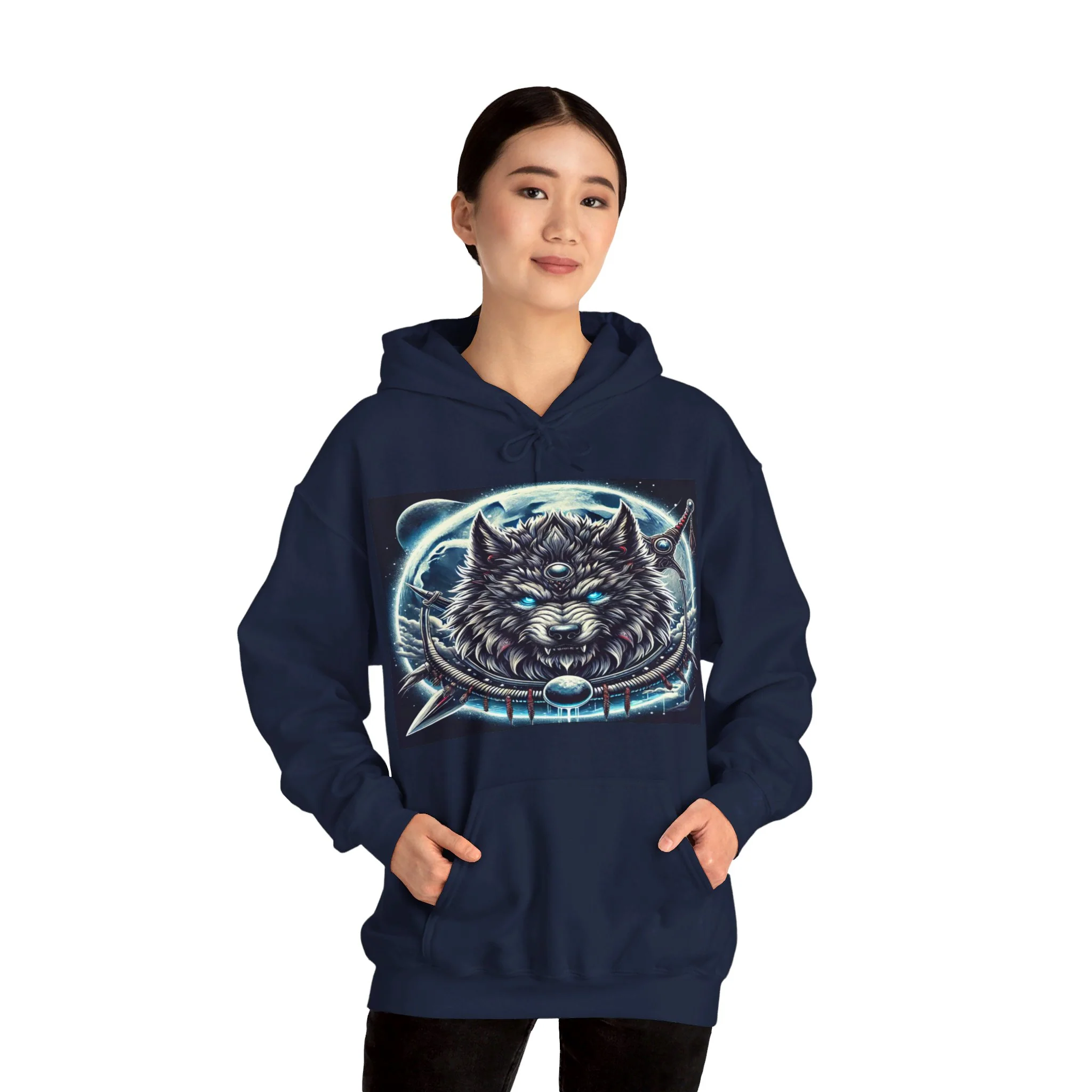 Moonfall Series Mystic Alpha Wolf Moon Hoodie Unique Graphic Hooded Sweatshirt Wolf Enthusiasts - Image 33