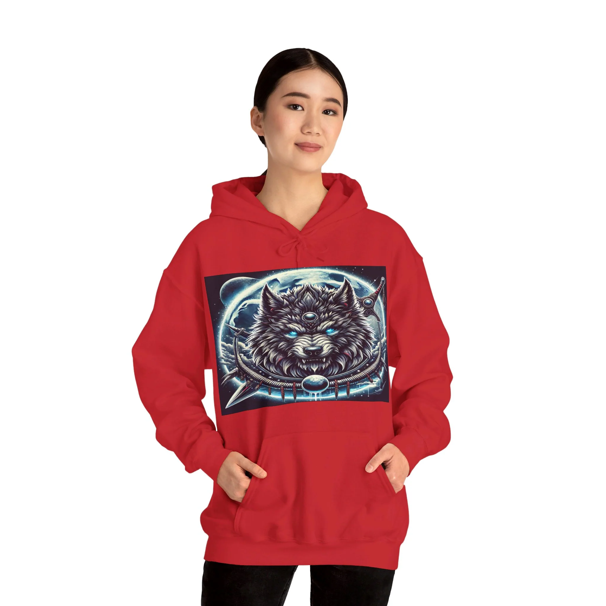 Moonfall Series Mystic Alpha Wolf Moon Hoodie Unique Graphic Hooded Sweatshirt Wolf Enthusiasts - Image 51