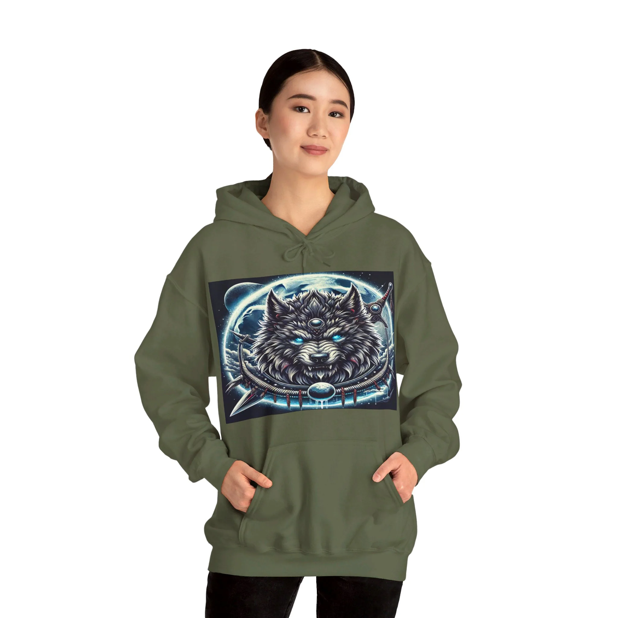 Moonfall Series Mystic Alpha Wolf Moon Hoodie Unique Graphic Hooded Sweatshirt Wolf Enthusiasts - Image 62