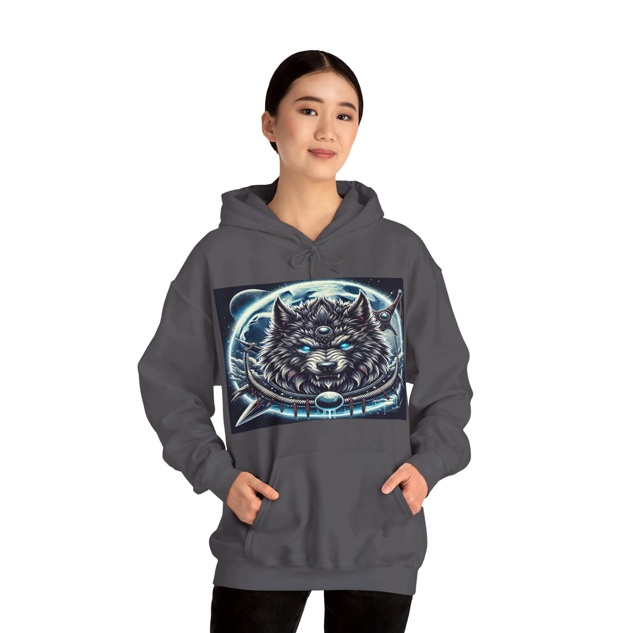 Moonfall Series Mystic Alpha Wolf Moon Hoodie Unique Graphic Hooded Sweatshirt Wolf Enthusiasts - Image 68