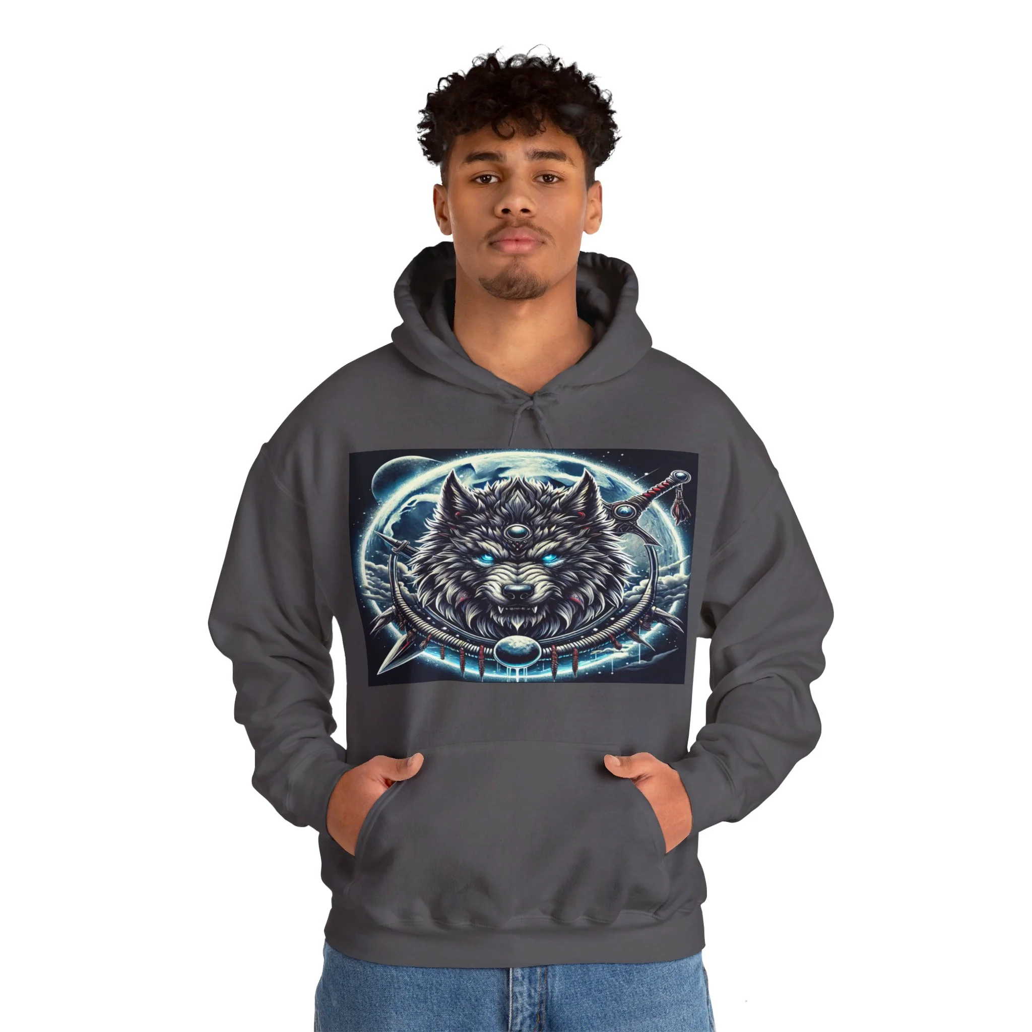Moonfall Series Mystic Alpha Wolf Moon Hoodie Unique Graphic Hooded Sweatshirt Wolf Enthusiasts - Image 69
