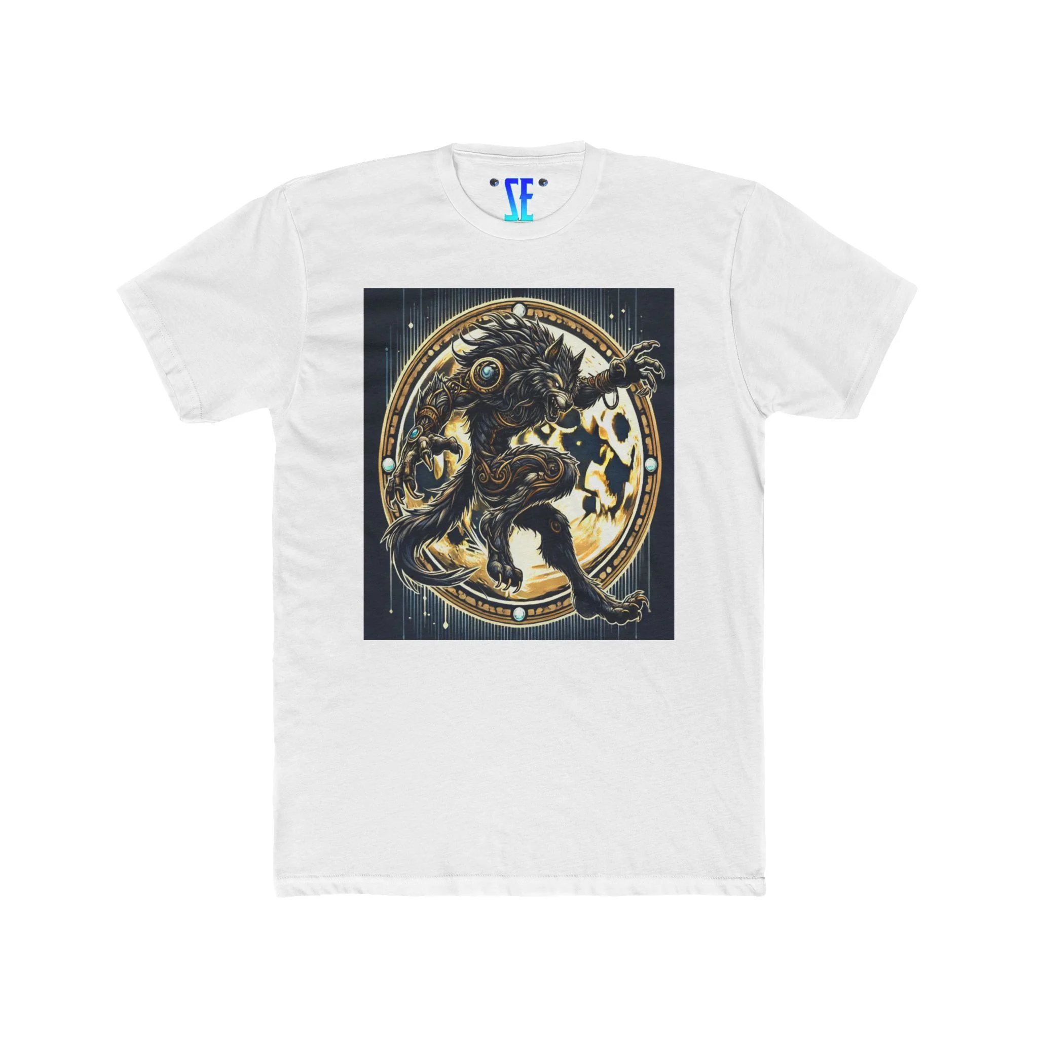 Moonfall Series Mystic Black Gold Werewolf Moon Dynamic Graphic Werewolf Mythology T-Shirt - Image 11