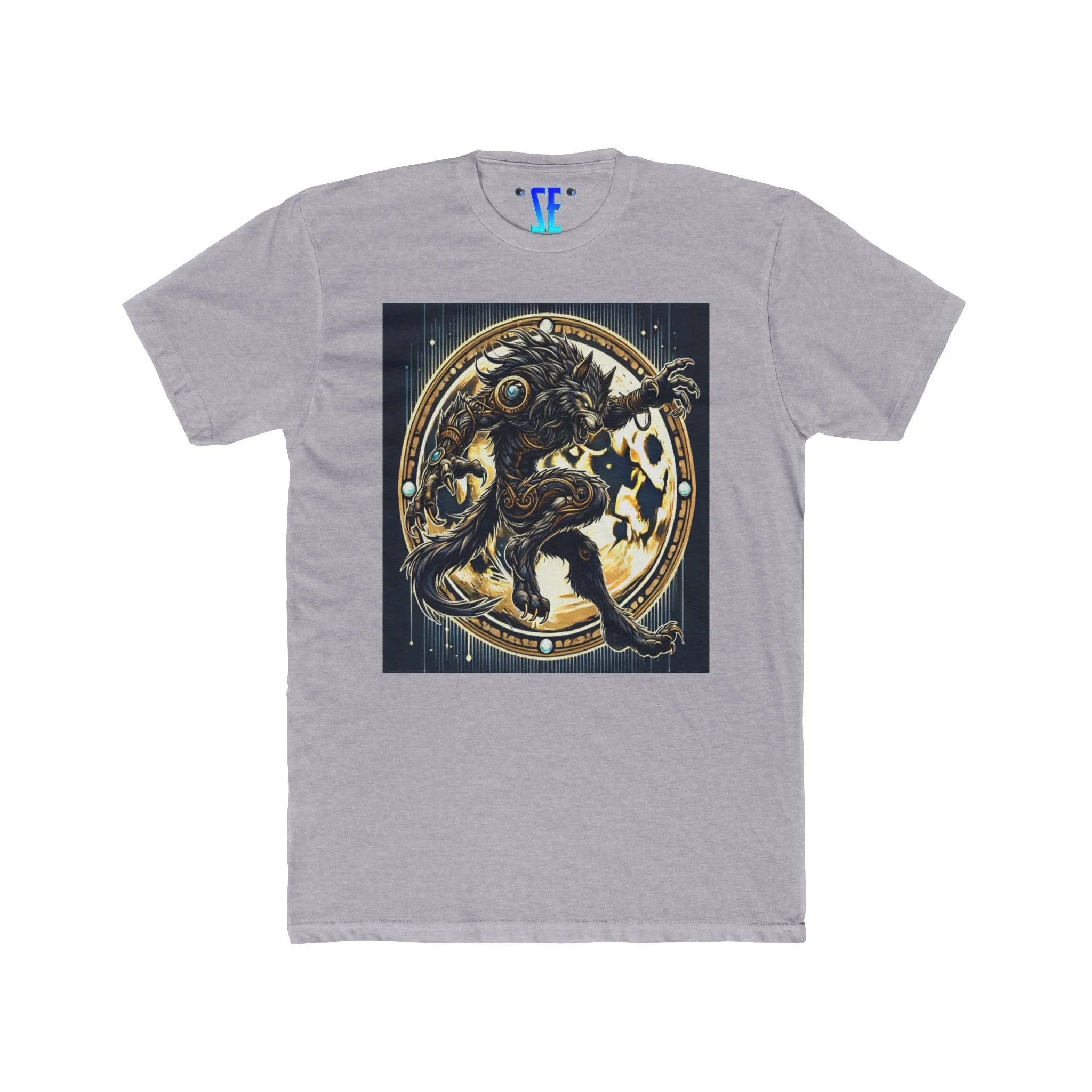 Moonfall Series Mystic Black Gold Werewolf Moon Dynamic Graphic Werewolf Mythology T-Shirt - Image 2