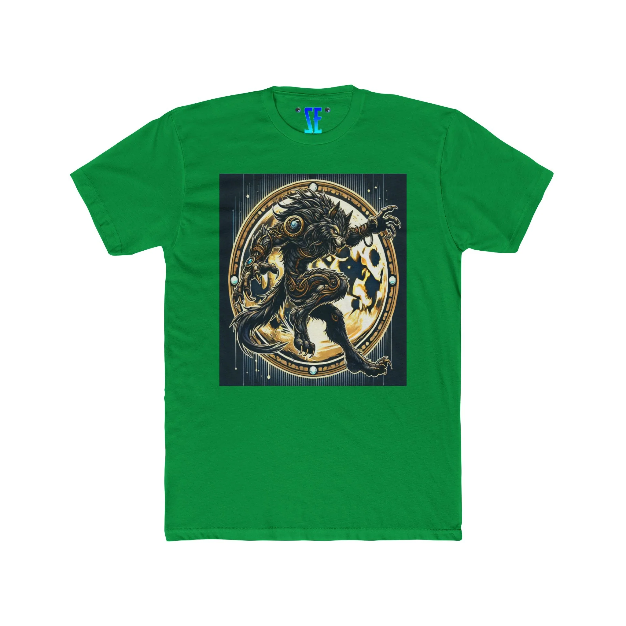 Moonfall Series Mystic Black Gold Werewolf Moon Dynamic Graphic Werewolf Mythology T-Shirt - Image 4