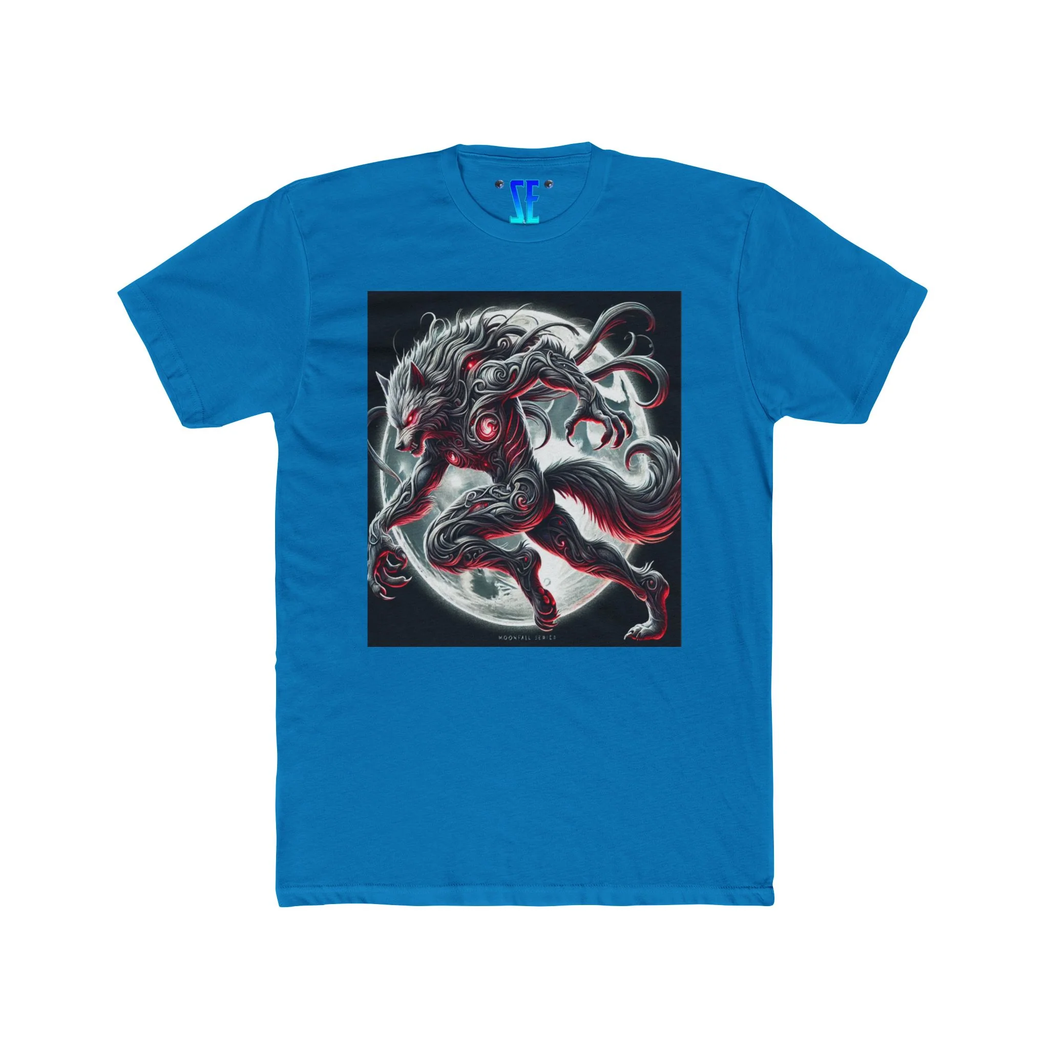 Moonfall Series Red-Eyes Stunning Silver Red Werewolf Moonlit Epic Dynamic Graphic Mythology T-Shirt - Image 10