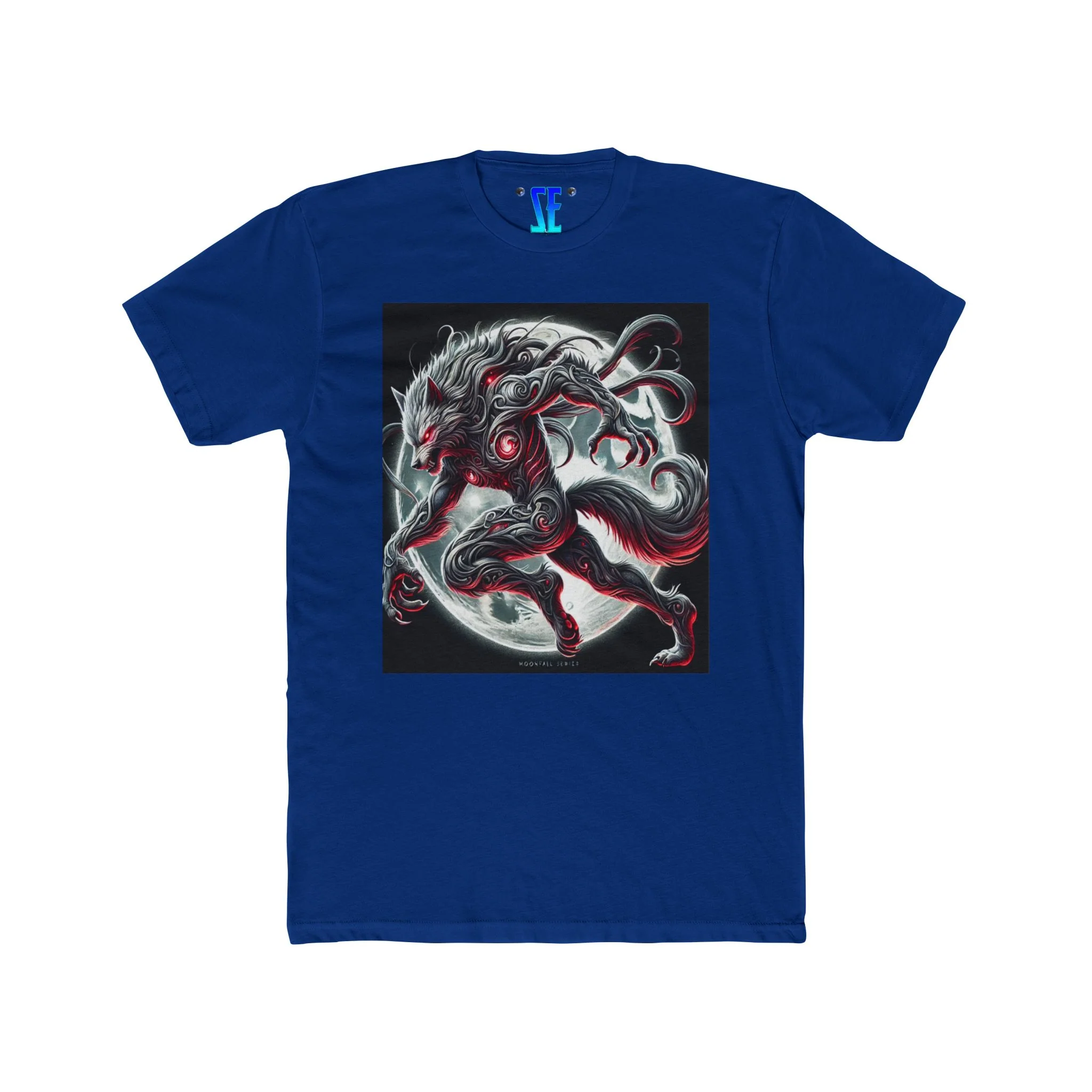 Moonfall Series Red-Eyes Stunning Silver Red Werewolf Moonlit Epic Dynamic Graphic Mythology T-Shirt - Image 9
