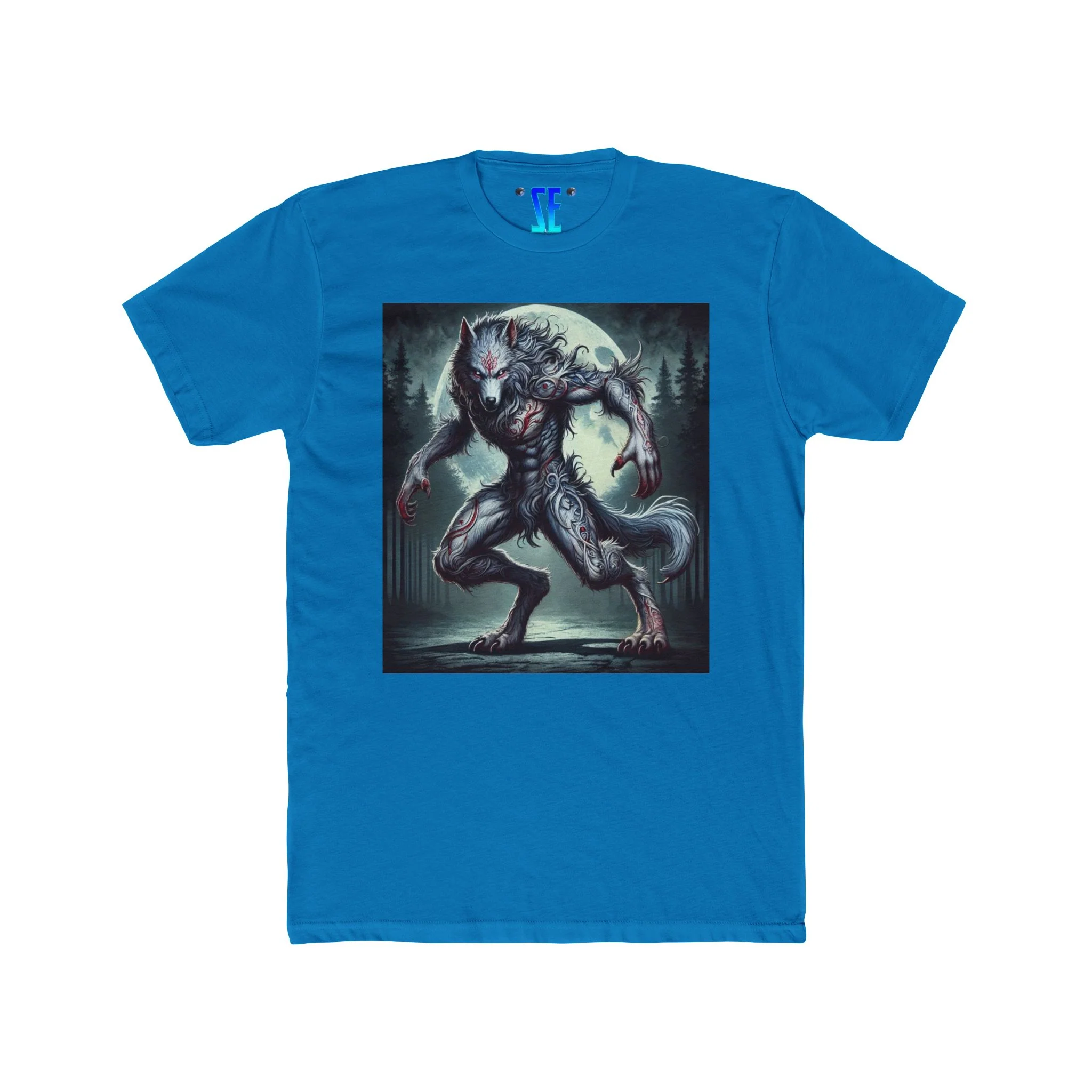 Moonfall Series Silver Red Lunar Werewolf Stunning Dynamic Graphic Werewolf Mythology T-Shirt - Image 10