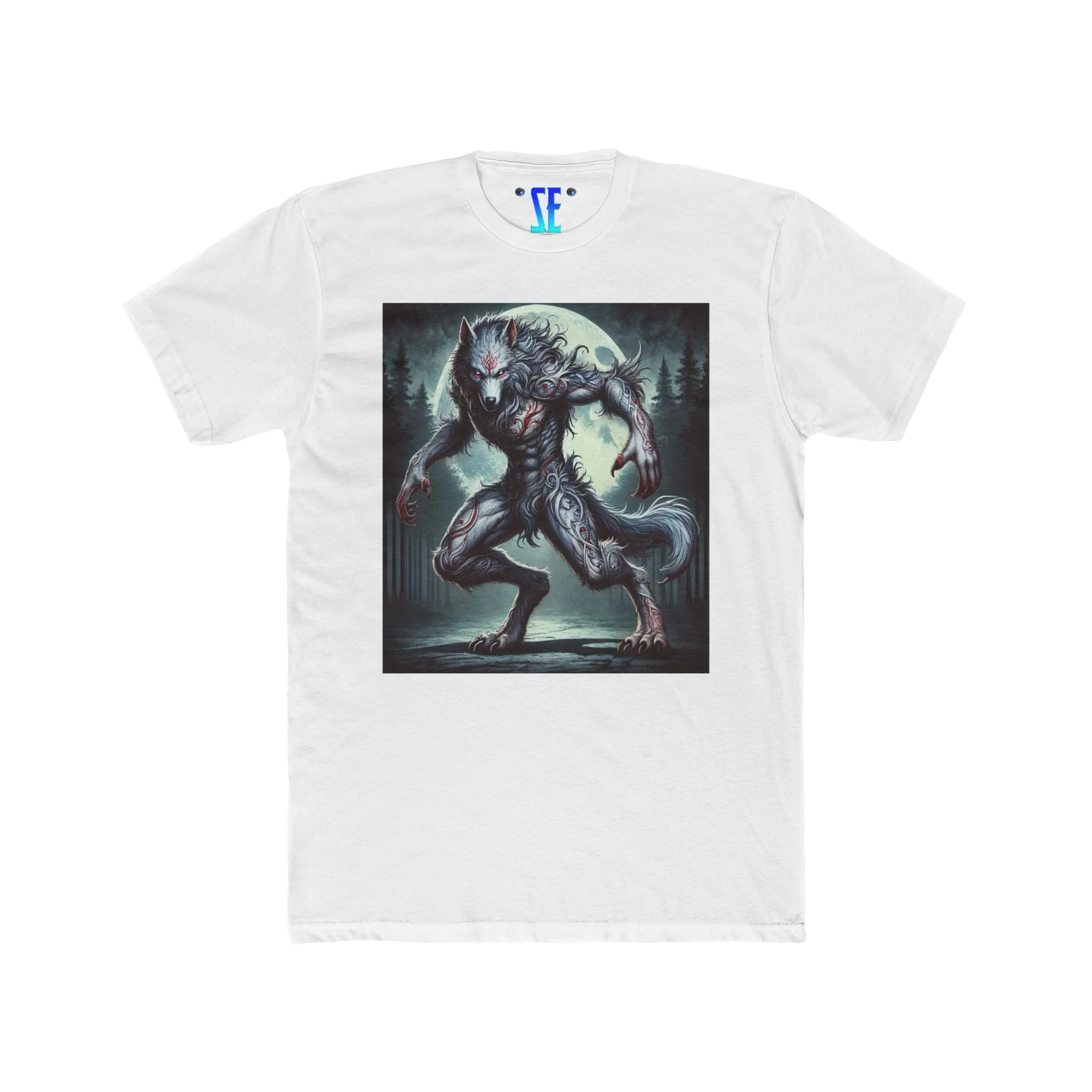 Moonfall Series Silver Red Lunar Werewolf Stunning Dynamic Graphic Werewolf Mythology T-Shirt - Image 11