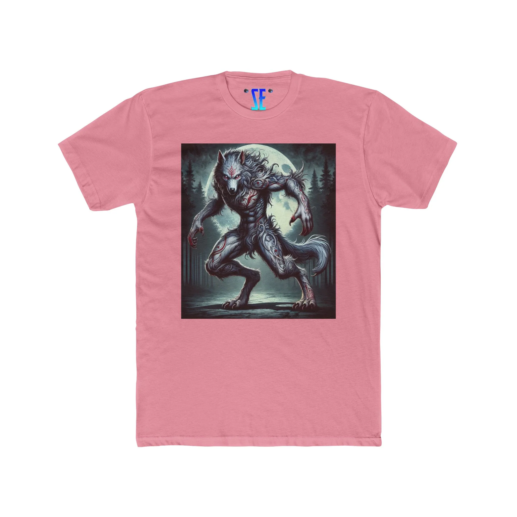 Moonfall Series Silver Red Lunar Werewolf Stunning Dynamic Graphic Werewolf Mythology T-Shirt - Image 5