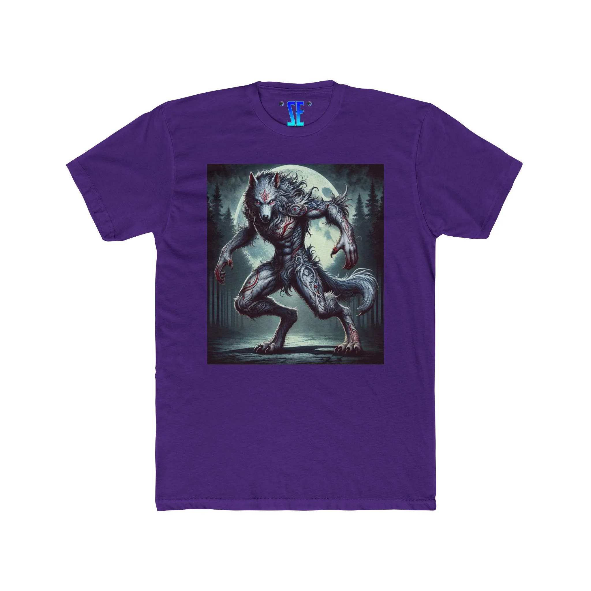 Moonfall Series Silver Red Lunar Werewolf Stunning Dynamic Graphic Werewolf Mythology T-Shirt - Image 7