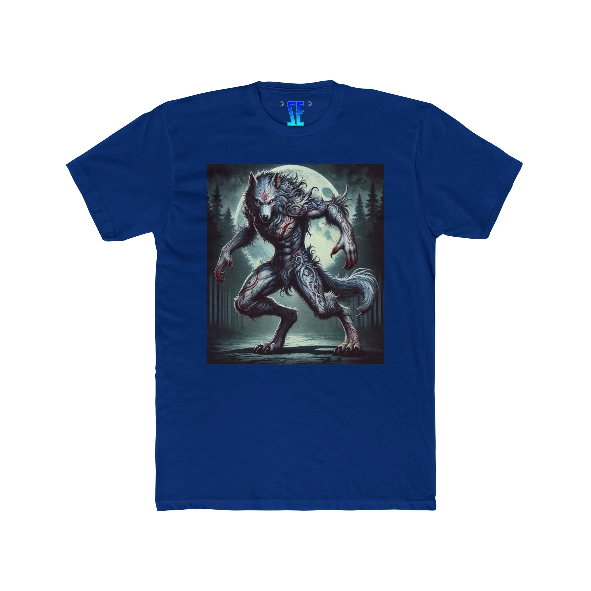 Moonfall Series Silver Red Lunar Werewolf Stunning Dynamic Graphic Werewolf Mythology T-Shirt - Image 9