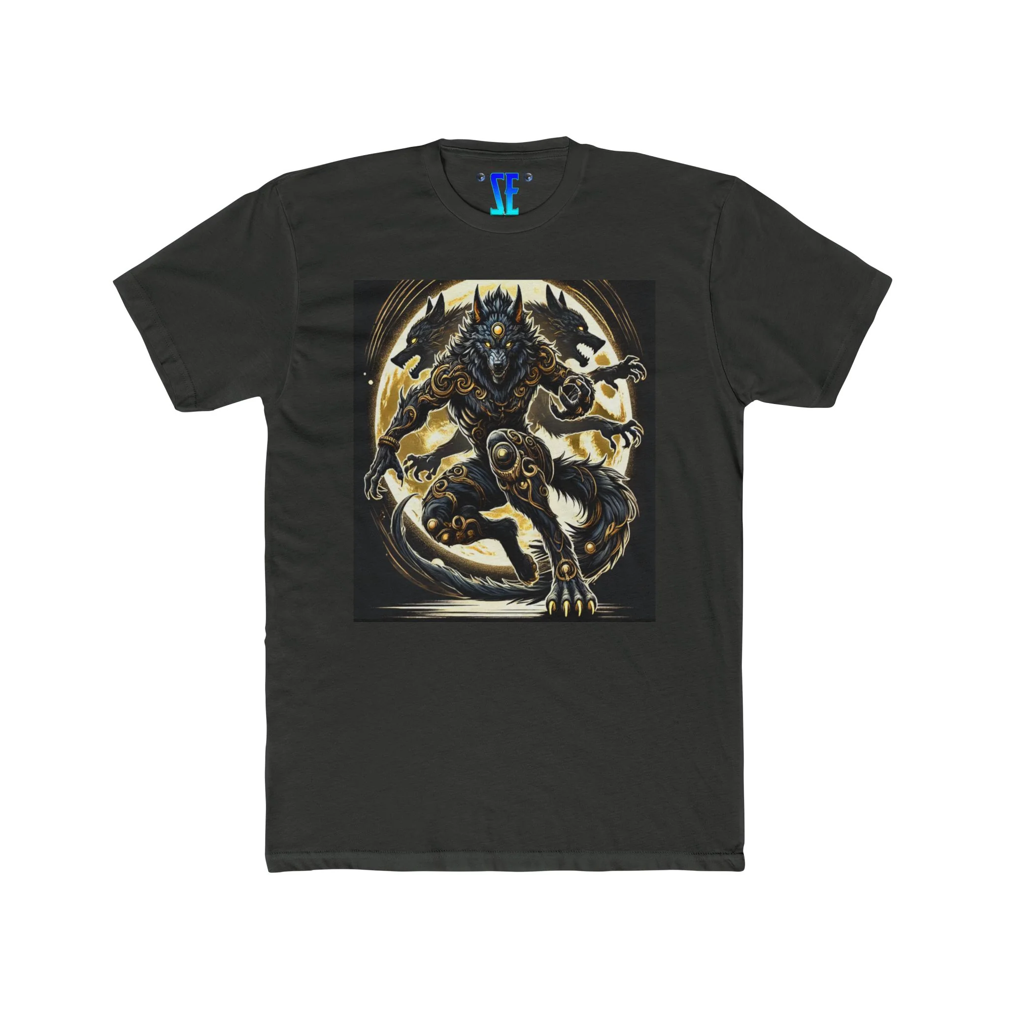 Moonfall Series Stunning Black Gold Werewolf Graphic Epic Warrior Werewolf T-Shirt - Image 3