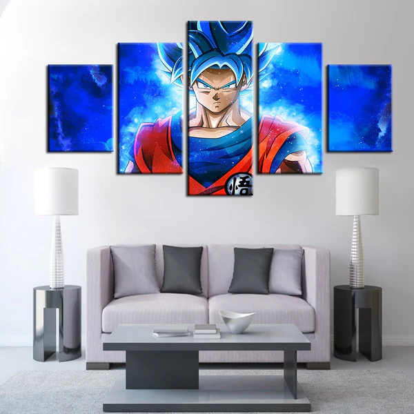 Dragon Ball Super Goku Super Saiyan Blue 5 Pieces Canvas Home Decor Wall Art Living Room Decoration Canvas - Image 3
