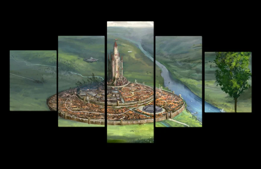 The Ancient Capital Kingdom 5 Pieces Canvas Wall Art Decor Home Living Room 5 Panel Ancient Capital Canvas - Image 4