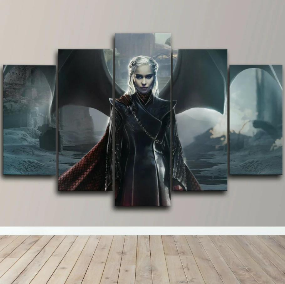 Game of Thrones Queen of Dragons Canvas 5 Pieces Home Decor 5 Panels Canvas