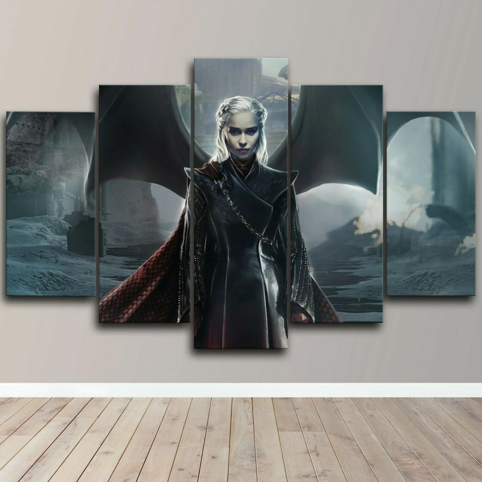 Game of Thrones Queen of Dragons Canvas 5 Pieces Home Decor 5 Panels Canvas - Image 3