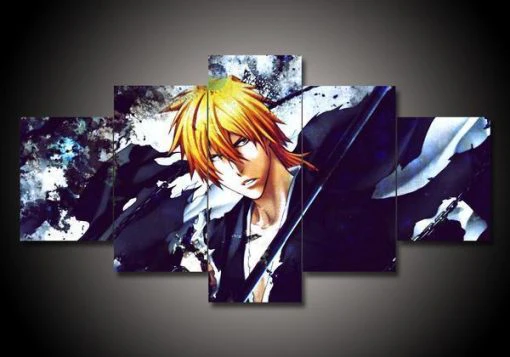 Bleach Ichigo Kurosaki Bankai Form 5 Piece Canvas Wall Art Poster Living Room Decor 5 Panel Canvas - Image 2