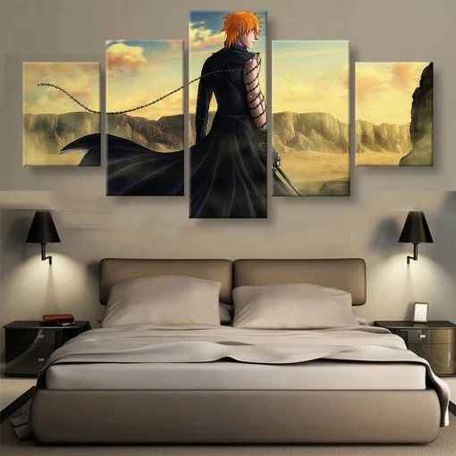 Ichigo Kurosaki Bankai Form 5 Panel Canvas Painting Wall Art Poster Pictures Bleach 5 Pieces Canvas - Image 3